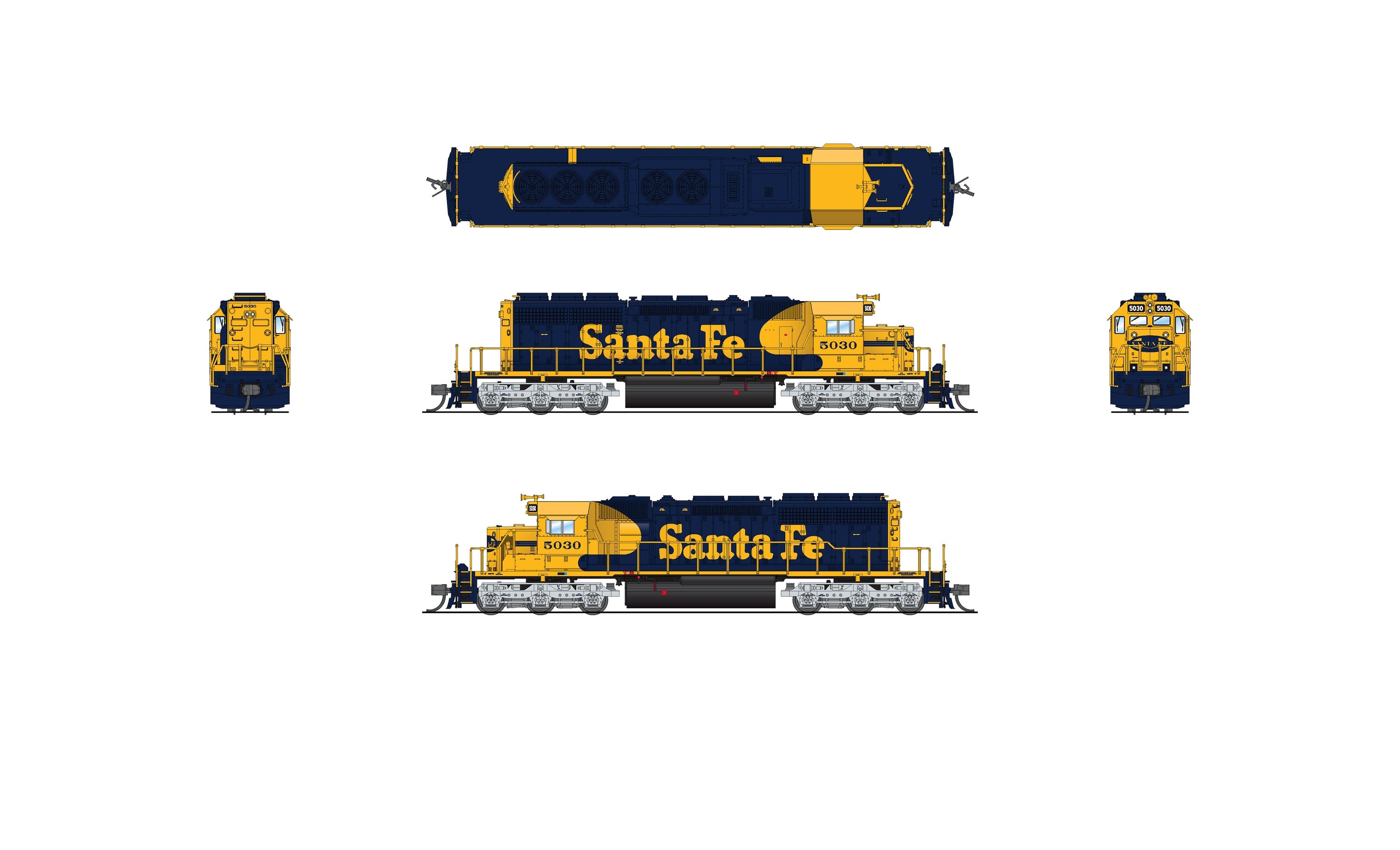 9950 EMD SD402, ATSF 5030, Yellow NoSound / DCCReady, N