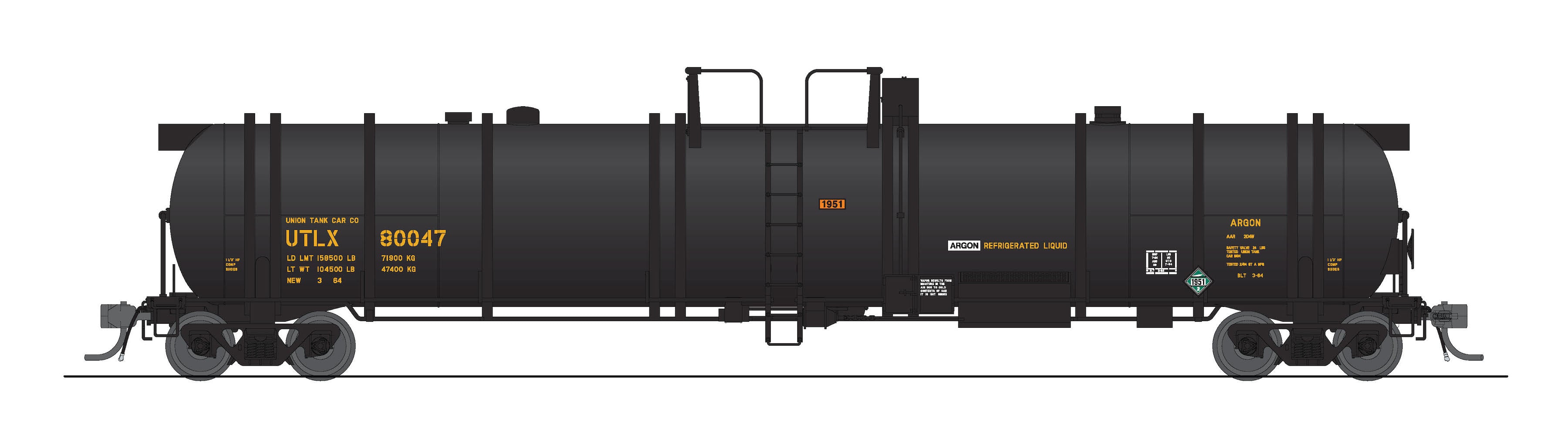 8038 Cryogenic Tank Car, UTLX Black, 2-Pack, HO