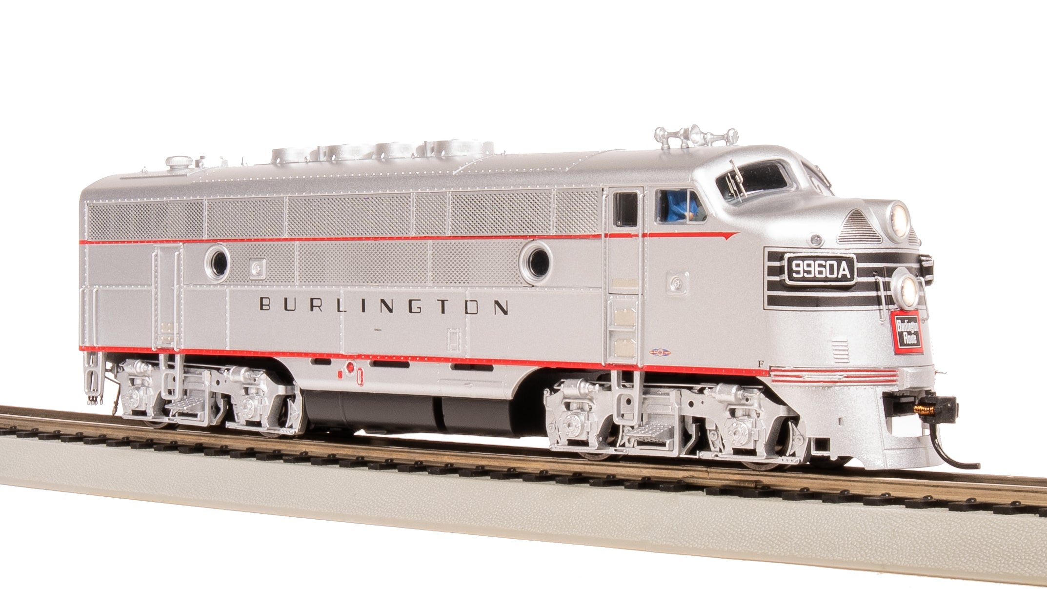 8170 EMD F3A, CBQ 9960C, Aluminum w/ Black Nose Stripes, Paragon4 Soun