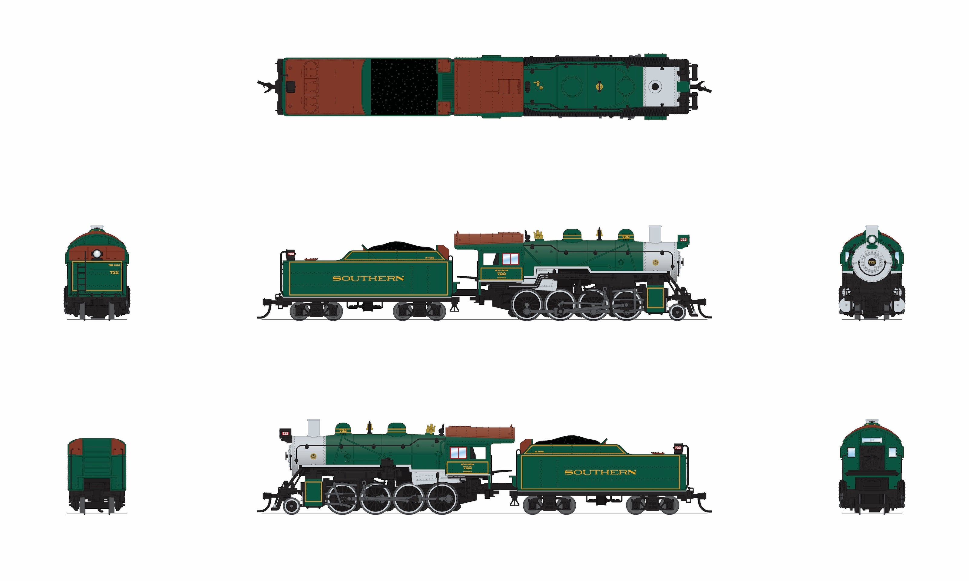 8386 2-8-0 Consolidation, SOU 722, Paragon4 Sound/DC/DCC, w/ Smoke, N