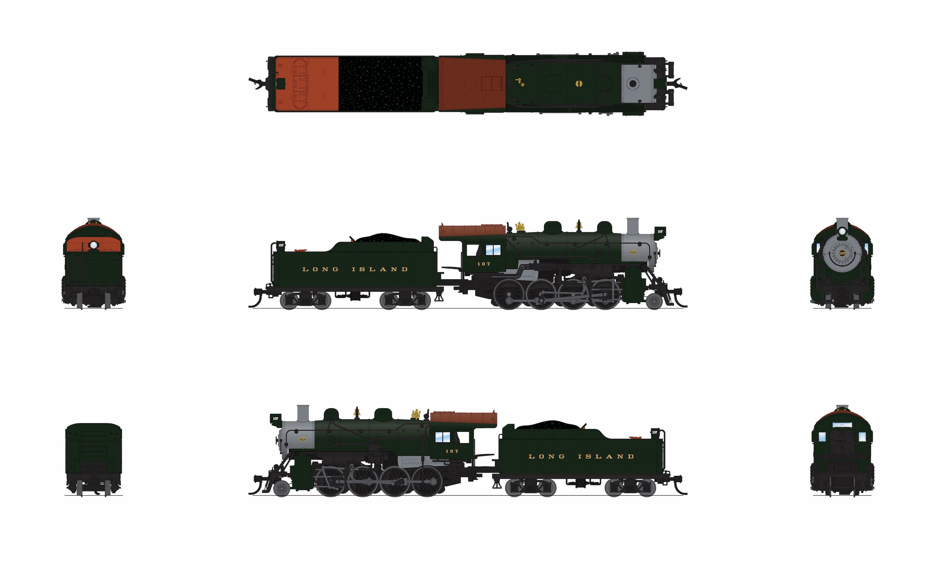 8392 2-8-0 Consolidation, LIRR 107, Paragon4 Sound/DC/DCC, w/ Smoke, N (Trainworld Exclusive)