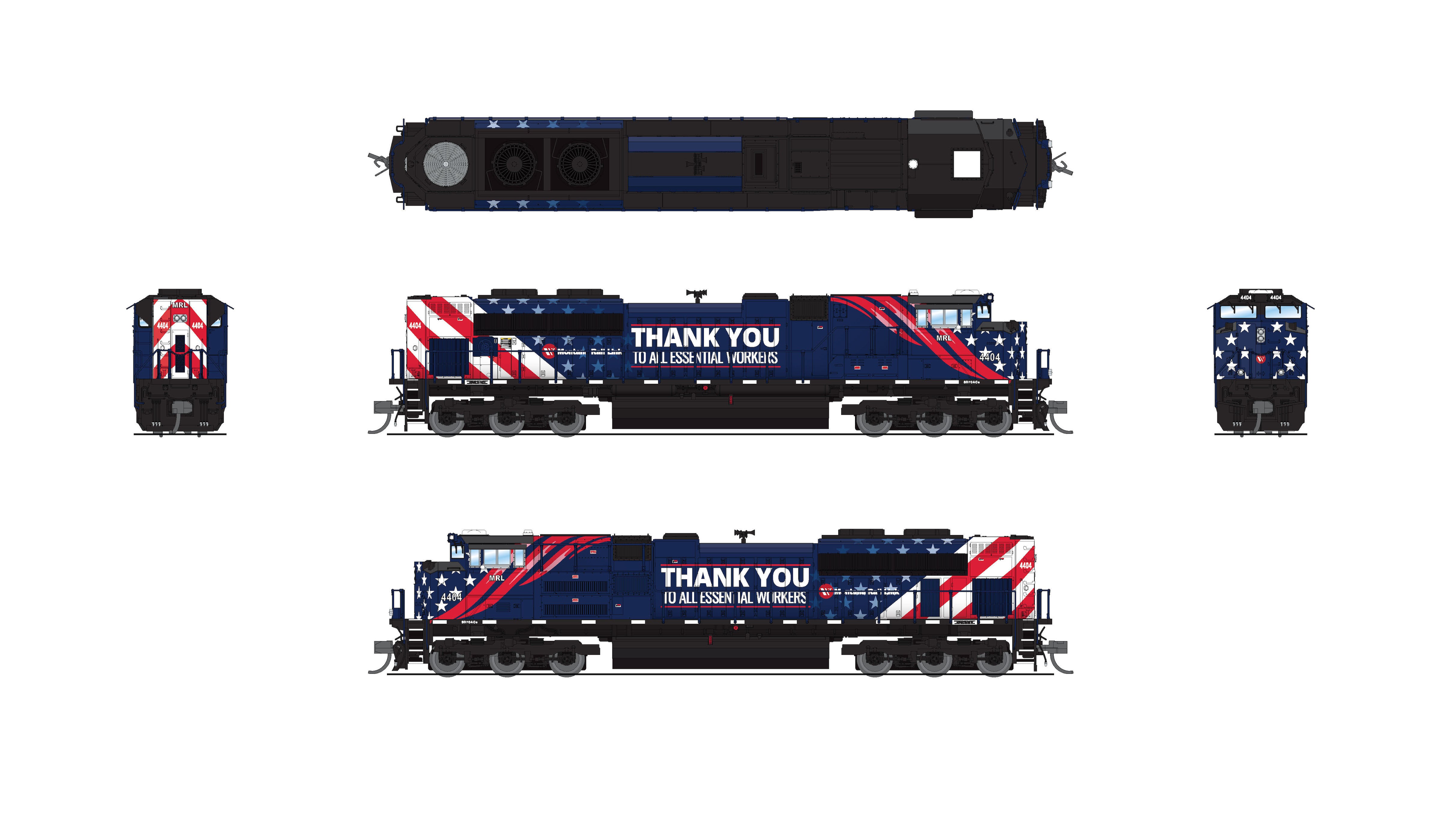 8426 EMD SD70ACe, MRL 4404, Essential Workers Tribute, Paragon4 Sound/DC/DCC, N