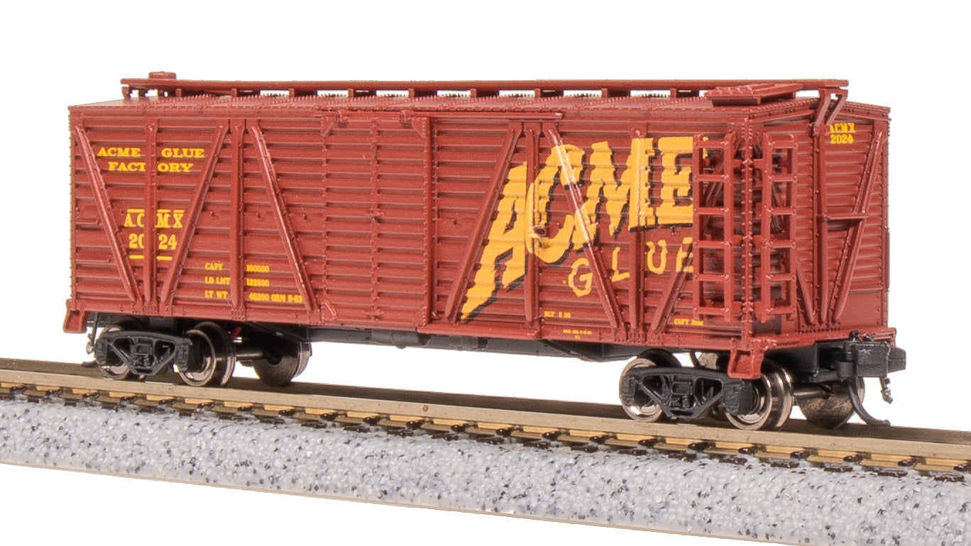 8471 40' Wood Stock Car, Acme Glue Factory, Horse Sounds, N Scale