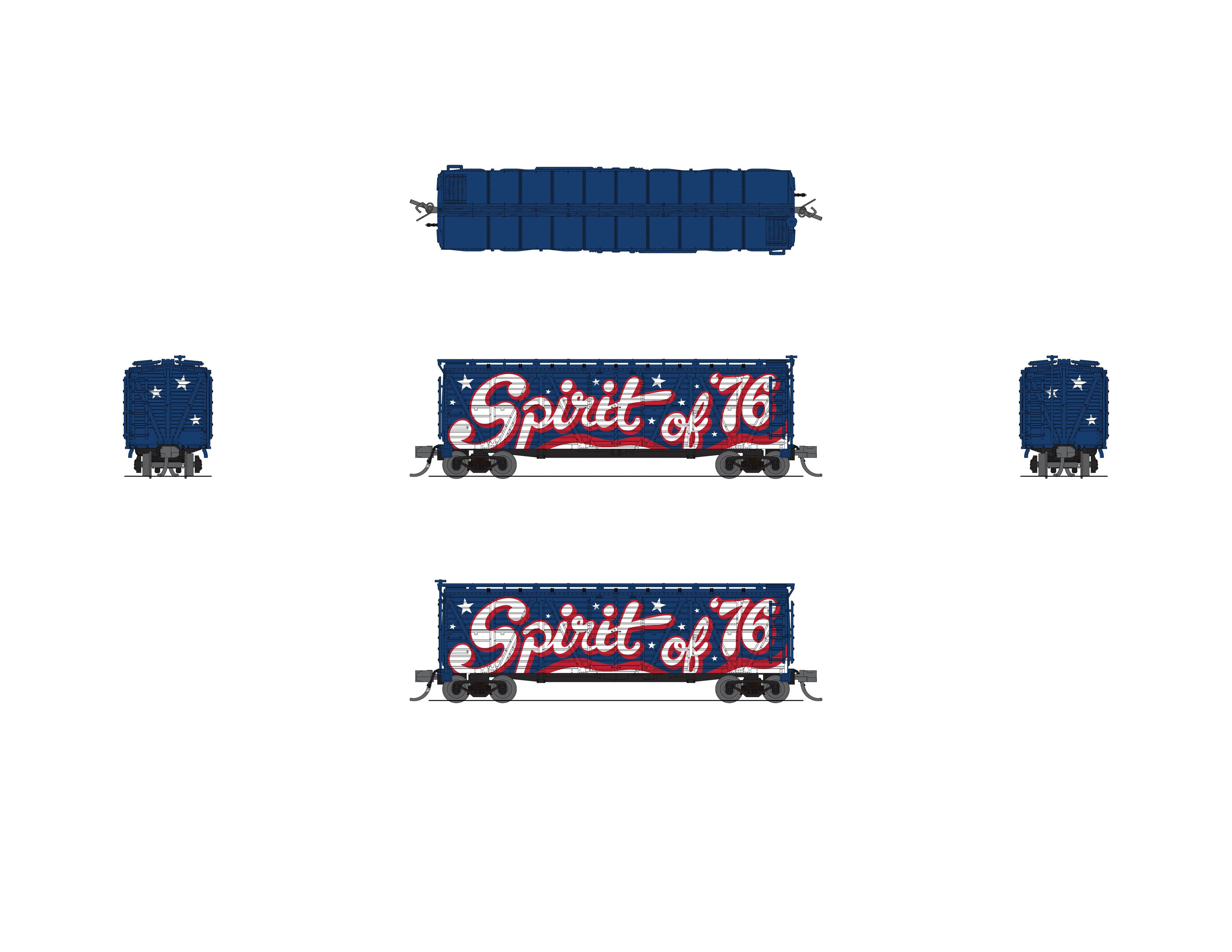 8472 40' Wood Stock Car, Independence Day Theme, Patriotic Music, N Scale