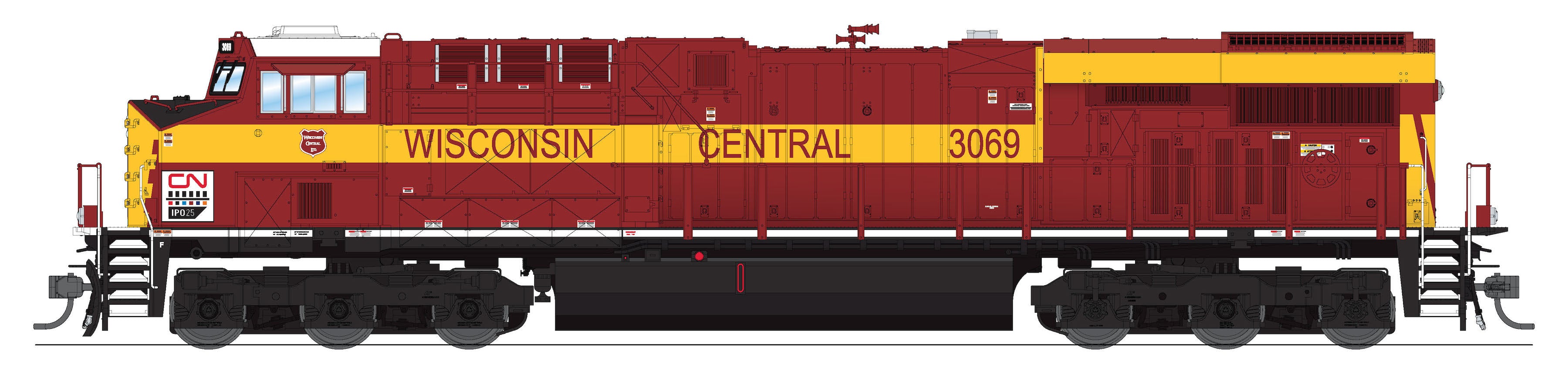 8554 GE ES44AC, CN #3069, Wisconsin Central Heritage Paint, No-Sound / DCC-Ready, HO
