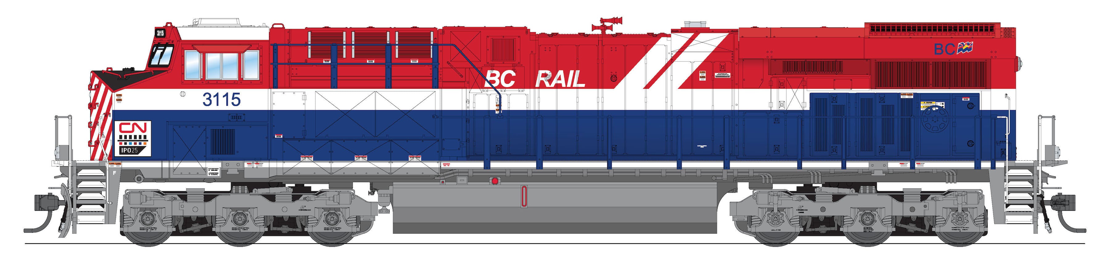8555 GE ES44AC, CN #3115, BC Rail Heritage Paint, No-Sound / DCC-Ready, HO