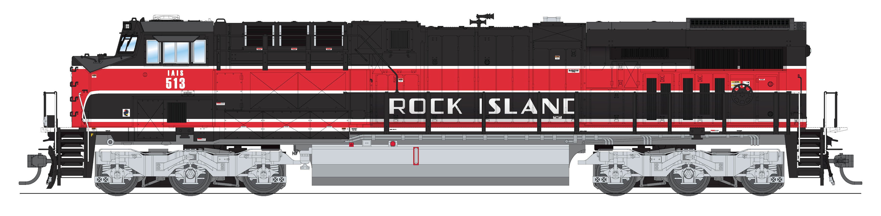 8560 GE ES44AC, IAIS #513, "Rock Island" Black/Red, No-Sound / DCC-Ready, HO