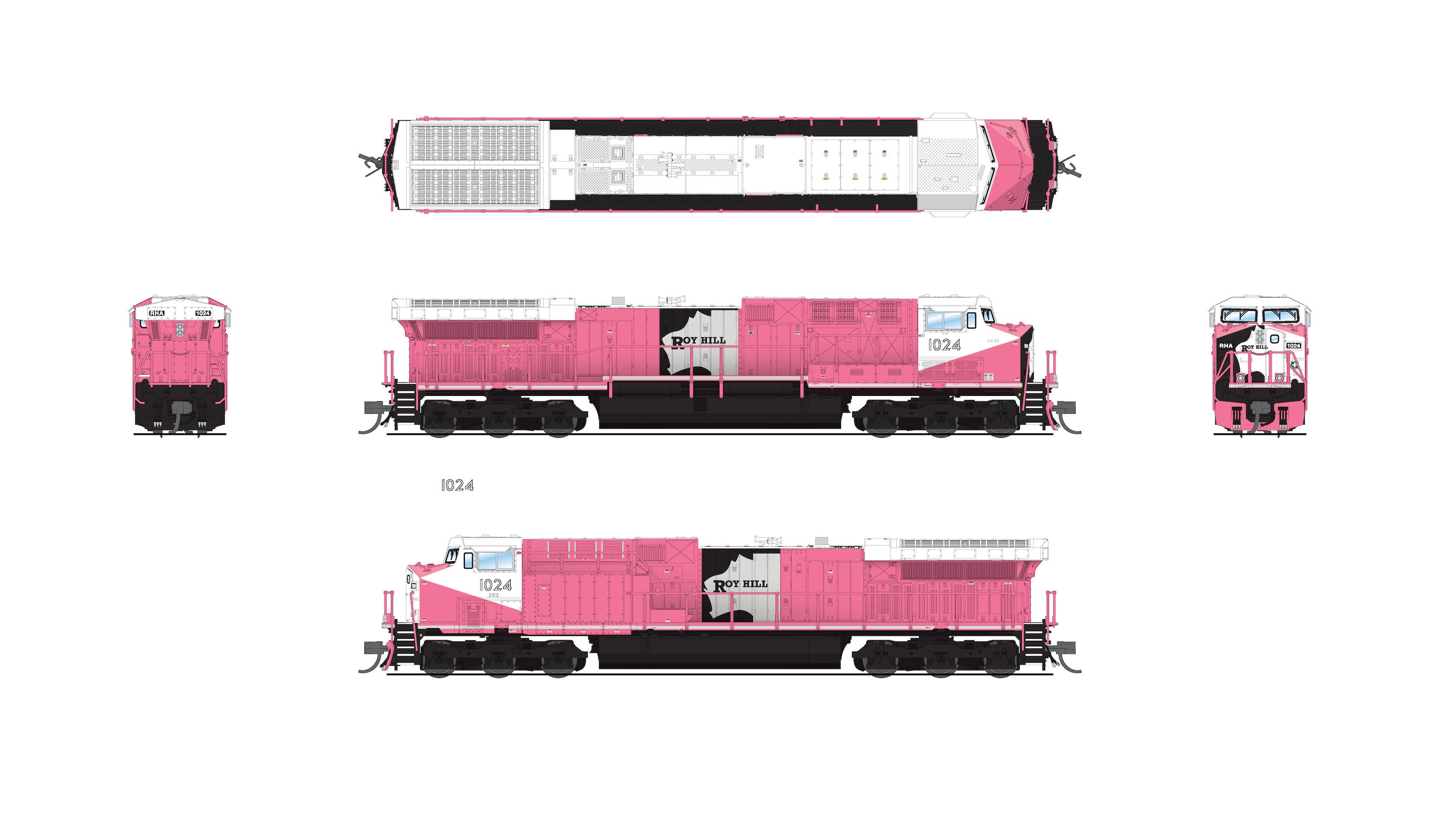 8600 GE AC6000, Roy Hill Mining #1024, Pink/White/Black Paint, No-Sound / DCC-Ready, N Default Title