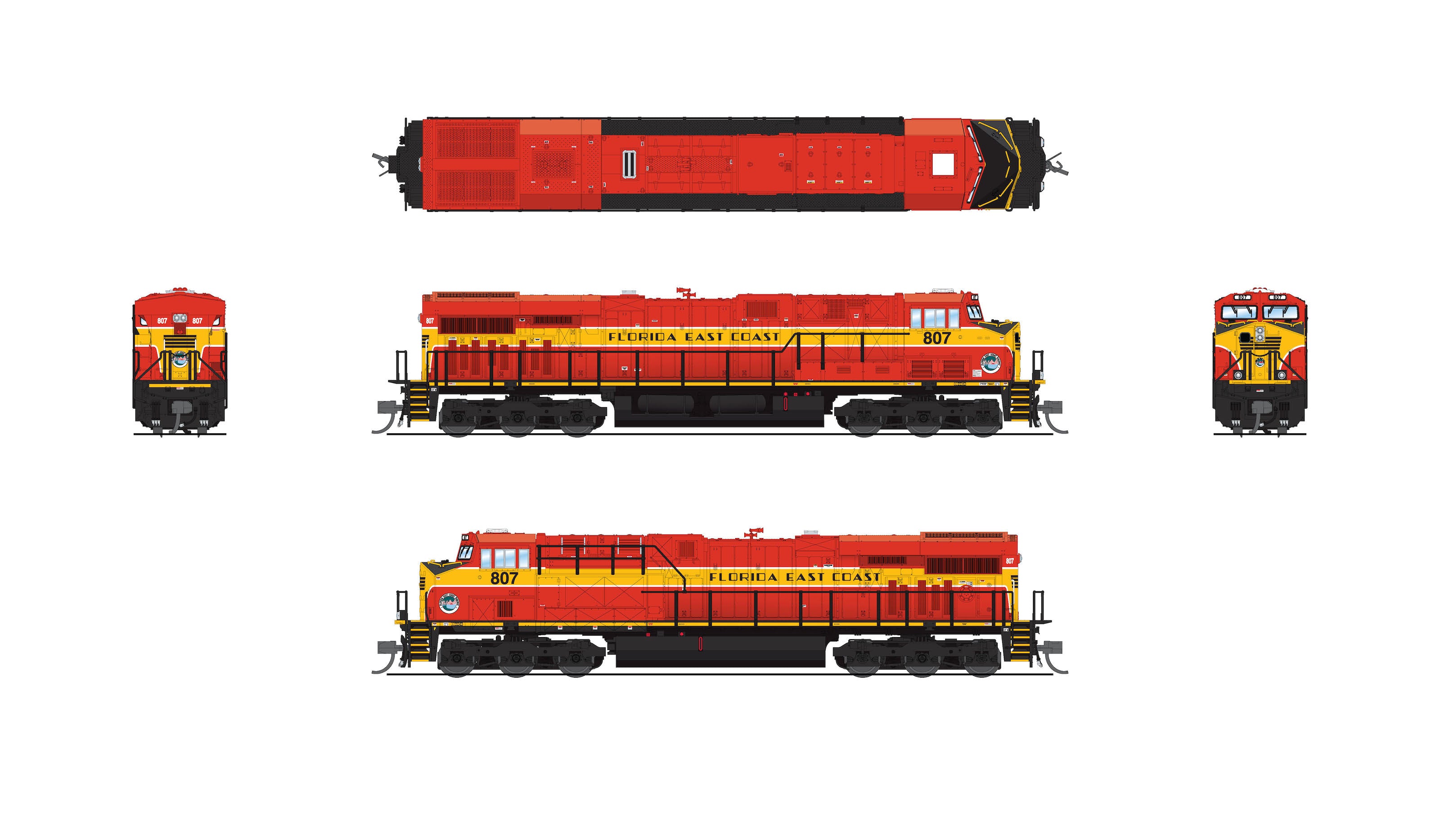 8639 GE ES44AC, FEC 816, Red & Yellow, No-Sound / DCC-Ready, N