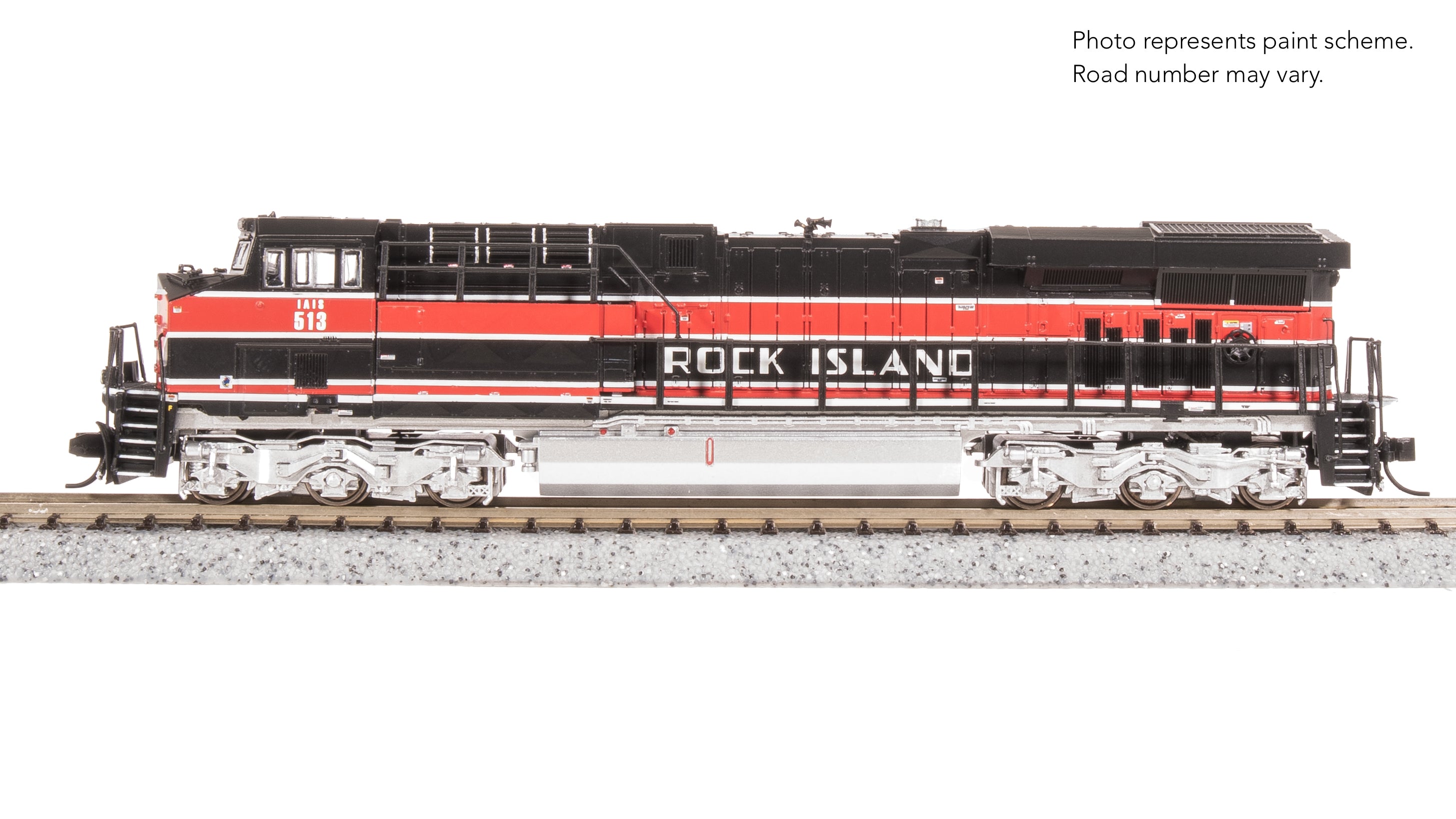 8640 GE ES44AC, IAIS 513, "Rock Island" Black/Red, No-Sound / DCC-Ready, N