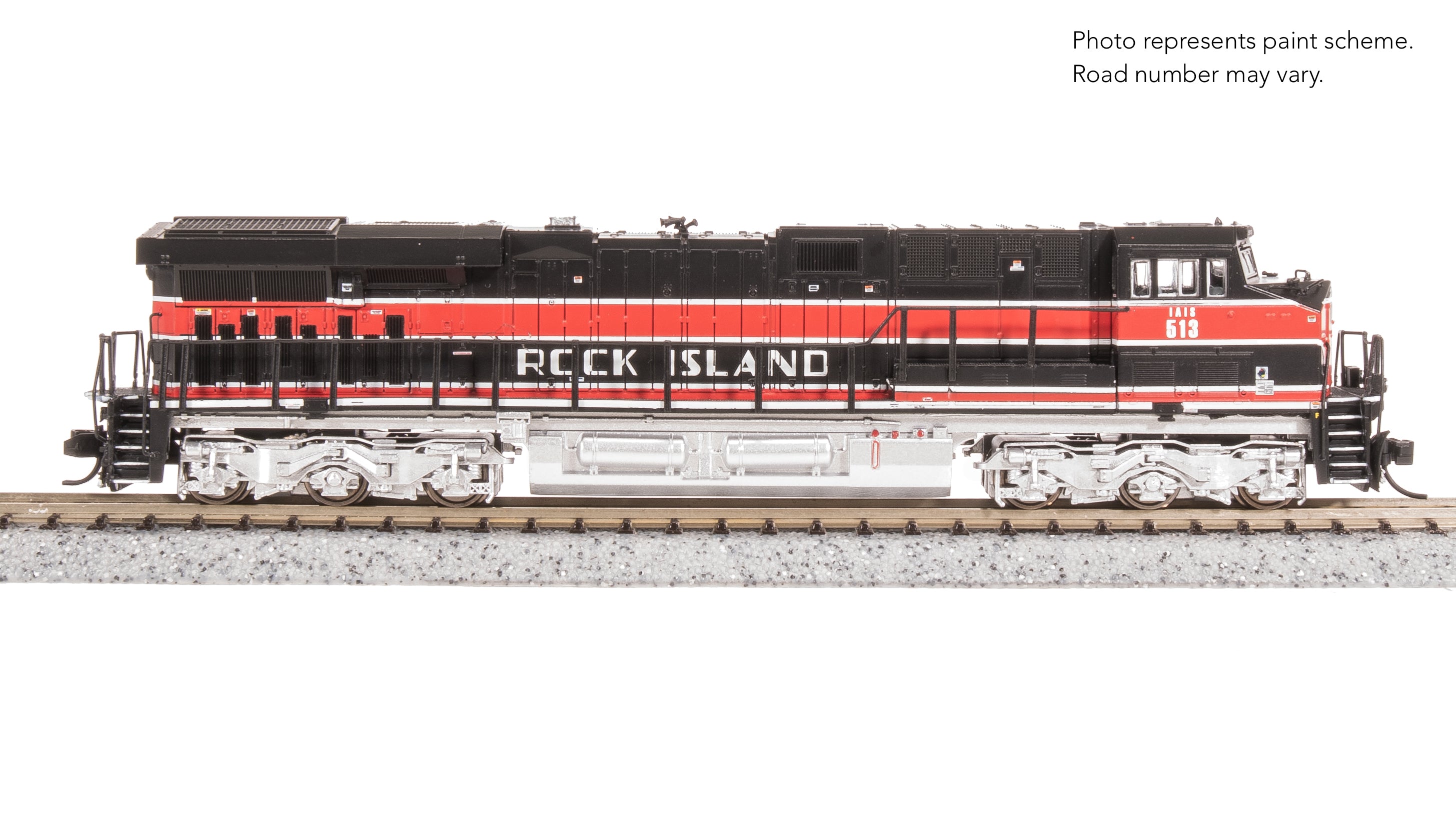 8640 GE ES44AC, IAIS 513, "Rock Island" Black/Red, No-Sound / DCC-Ready, N