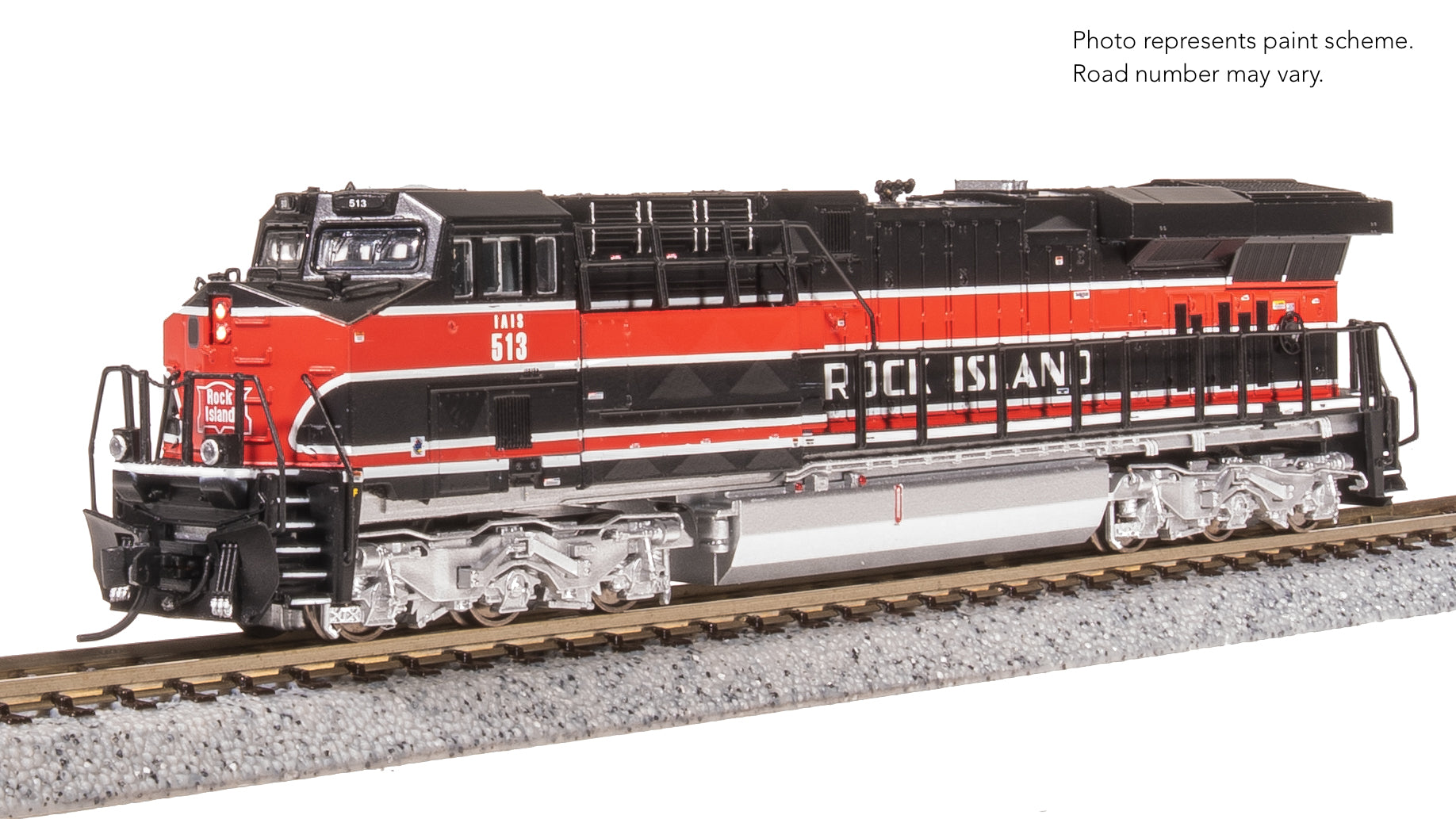 8640 GE ES44AC, IAIS 513, "Rock Island" Black/Red, No-Sound / DCC-Ready, N