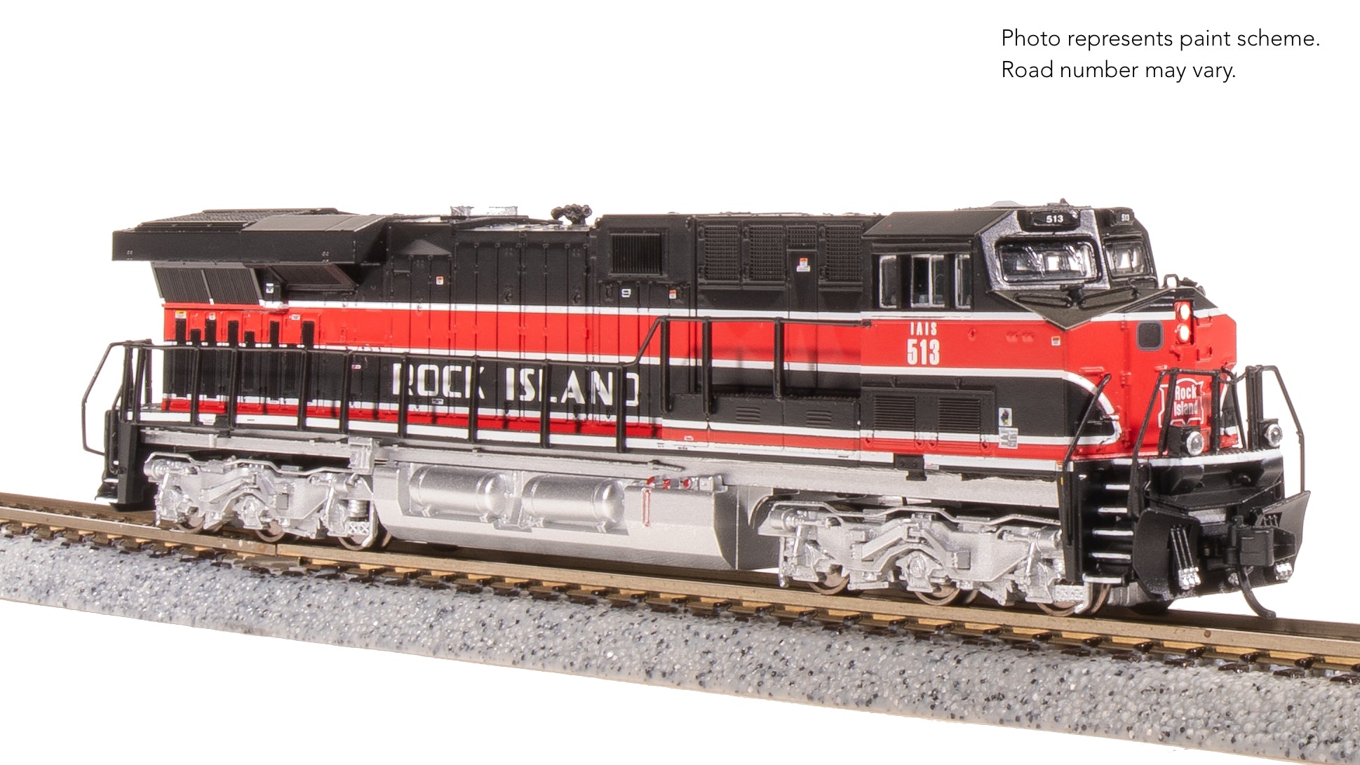 8640 GE ES44AC, IAIS 513, "Rock Island" Black/Red, No-Sound / DCC-Ready, N