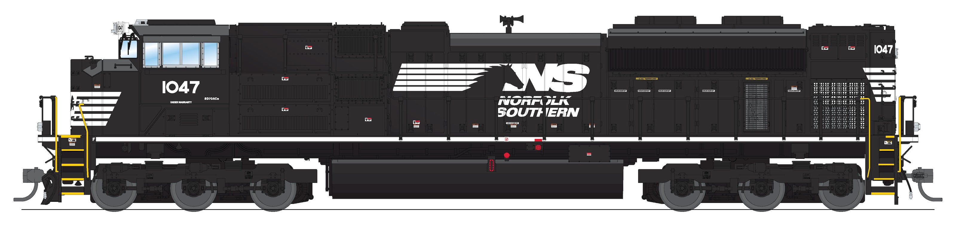 8679 EMD SD70ACe, NS 1047, Black/White, Paragon4 Sound/DC/DCC, w/ Smoke, HO Default Title