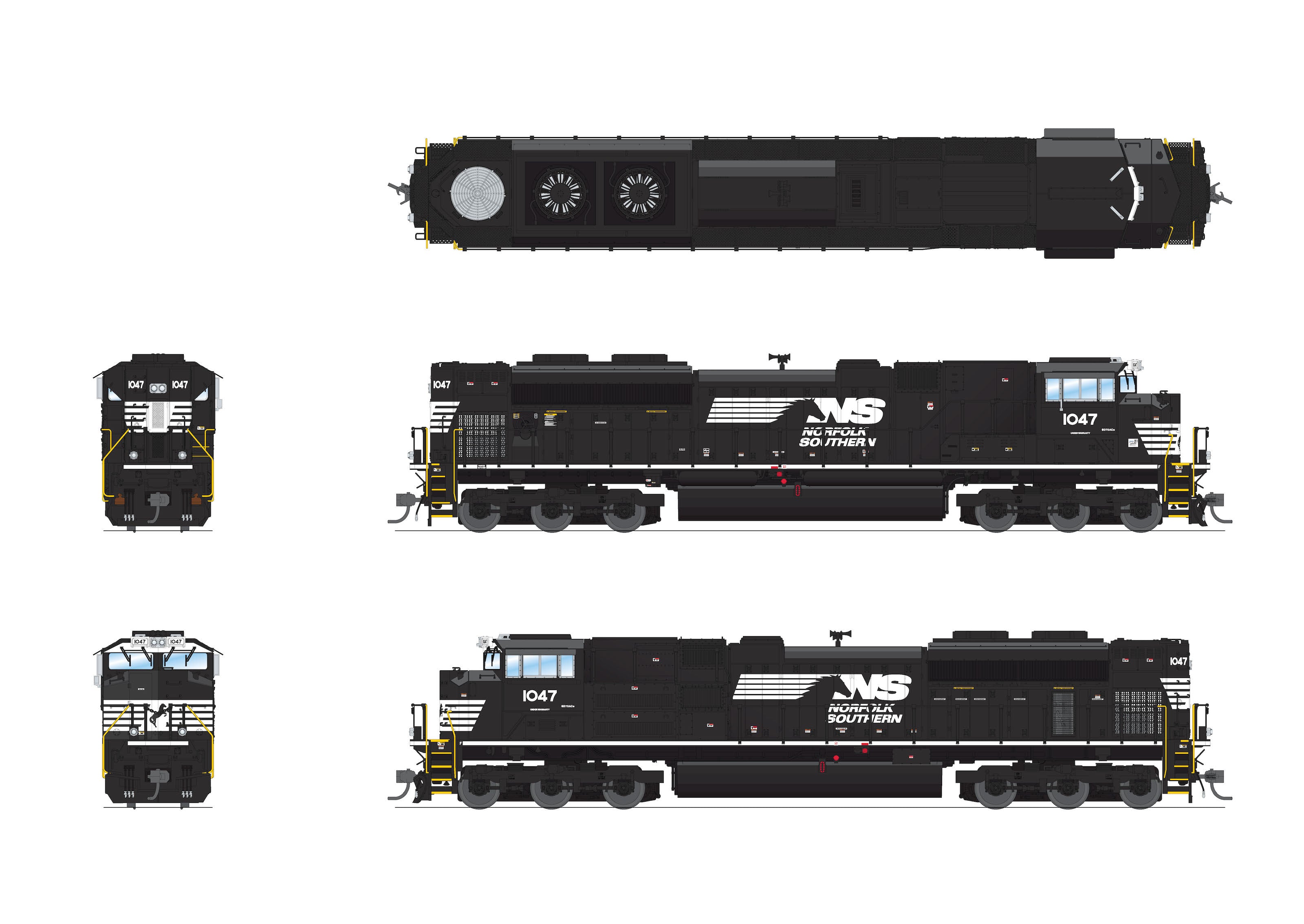 8679 EMD SD70ACe, NS 1047, Black/White, Paragon4 Sound/DC/DCC, w/ Smoke, HO Default Title