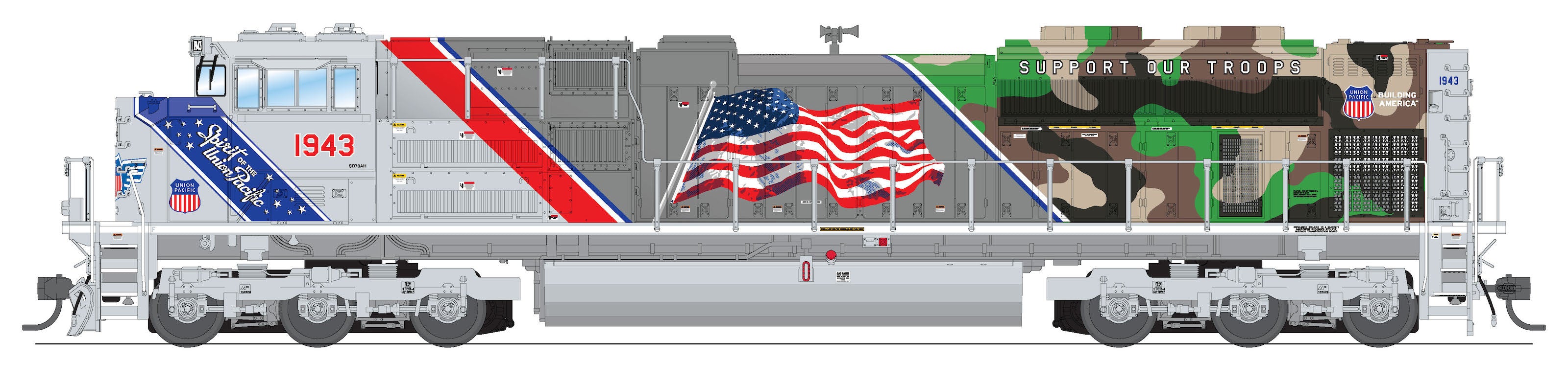 8713 EMD SD70ACe, UP 1943, "Support Our Troops", No-Sound / DCC-Ready, HO Default Title