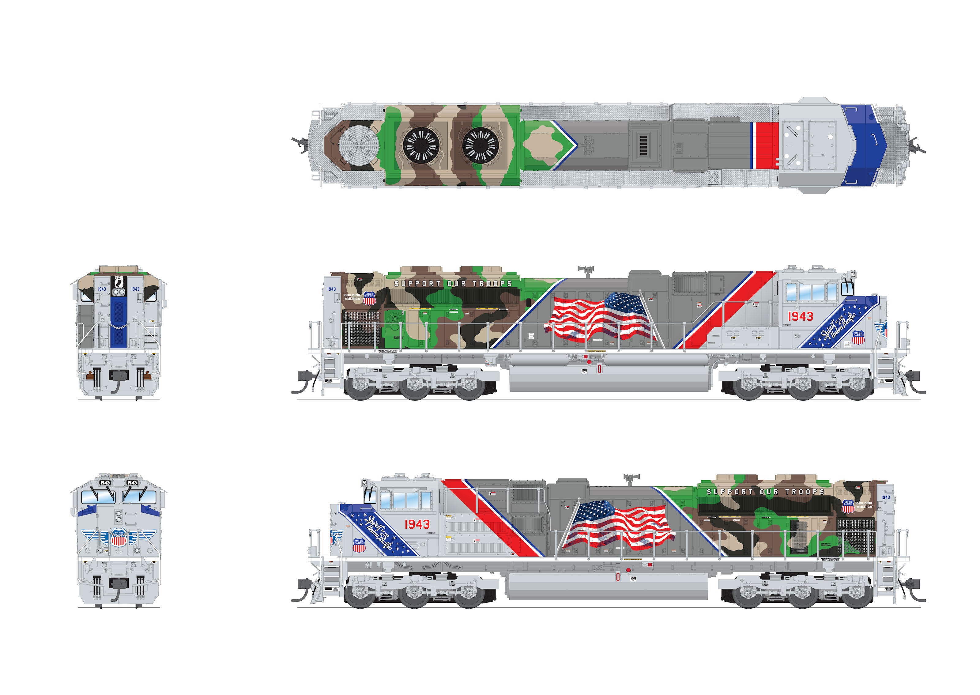 8713 EMD SD70ACe, UP 1943, "Support Our Troops", No-Sound / DCC-Ready, HO Default Title