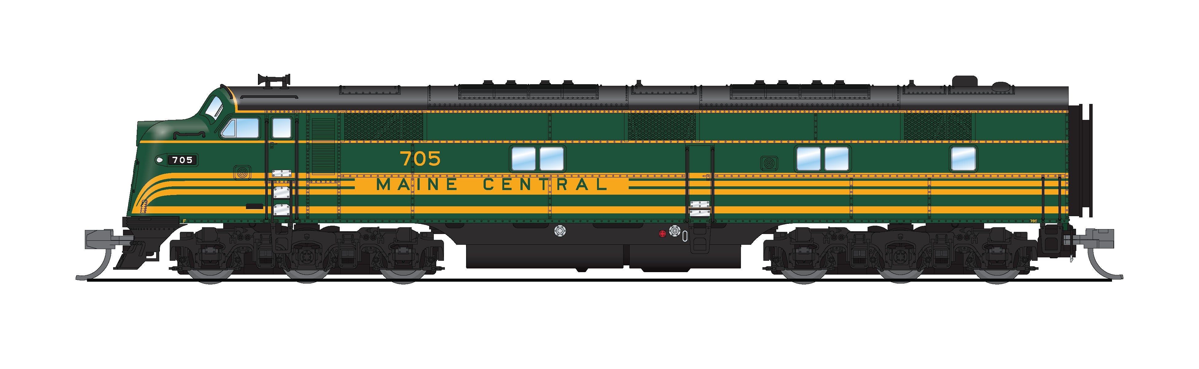 REFURBISHED R8766 EMD E7A, MEC 708, Green & Dulux Gold, Paragon4 Sound/DC/DCC, N
