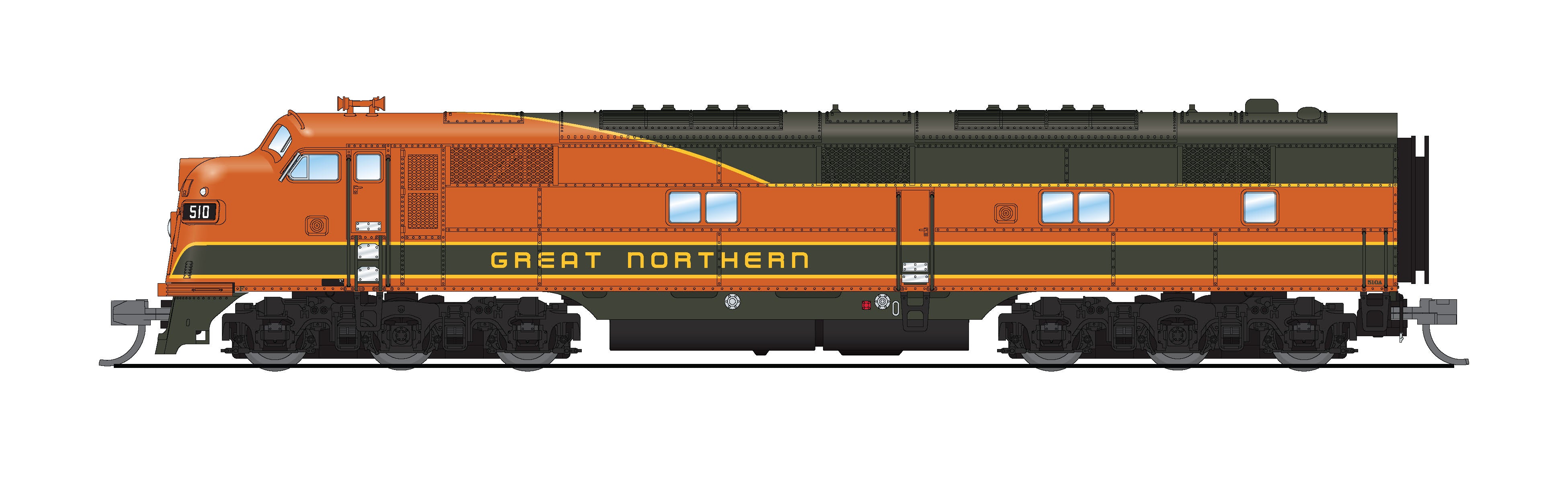 8804 EMD E7A, GN 510, Empire Builder, No-Sound / DCC-Ready, N (Lowell