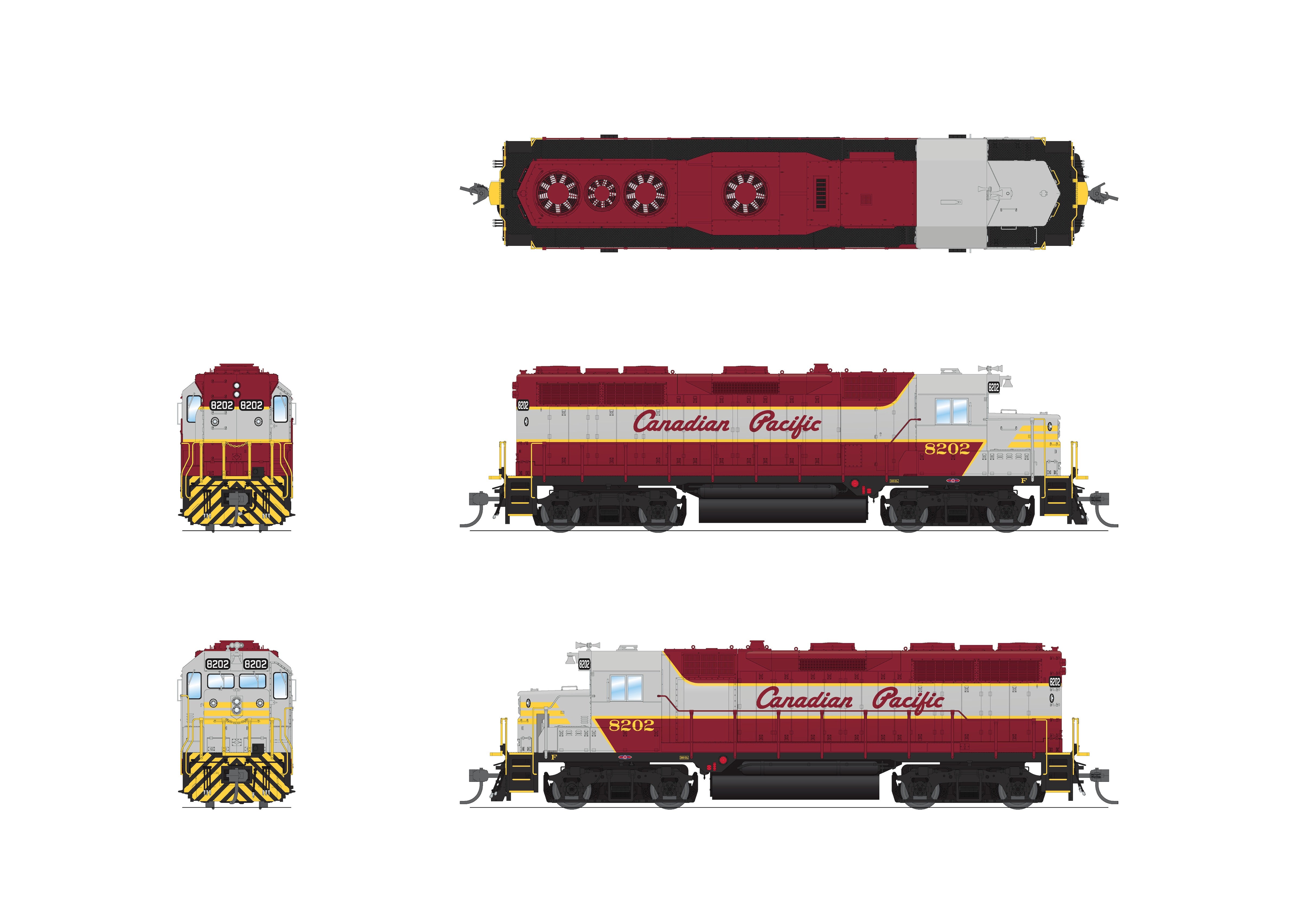 8889 EMD GP35, CP 8202, Maroon & Gray w/ Early Roadnumber, Paragon4 Sound/DC/DCC, HO