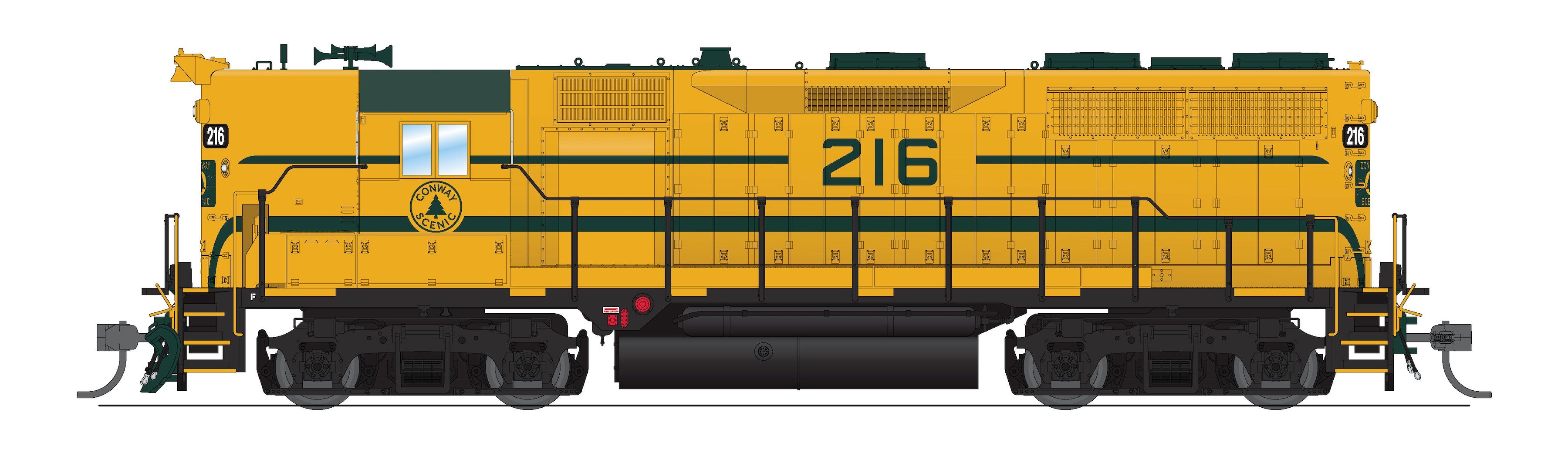8907 EMD GP35, Conway Scenic #216, Yellow & Green, No-Sound / DCC-Ready, HO (Conway Scenic Railway Exclusive)