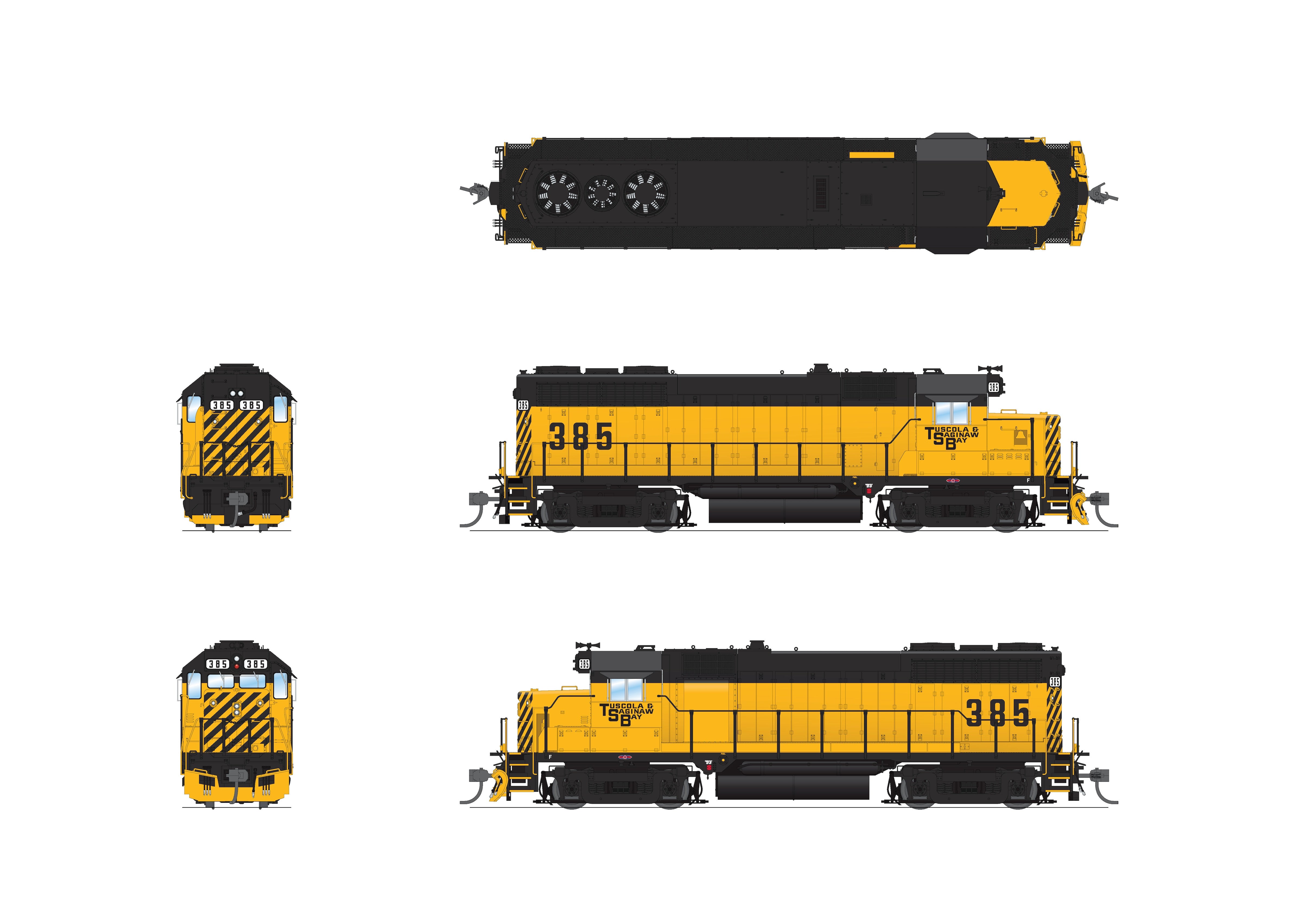 8910 EMD GP35, TSBY 385, Yellow & Black, No-Sound / DCC-Ready, HO (Smokebox Graphics Exclusive)