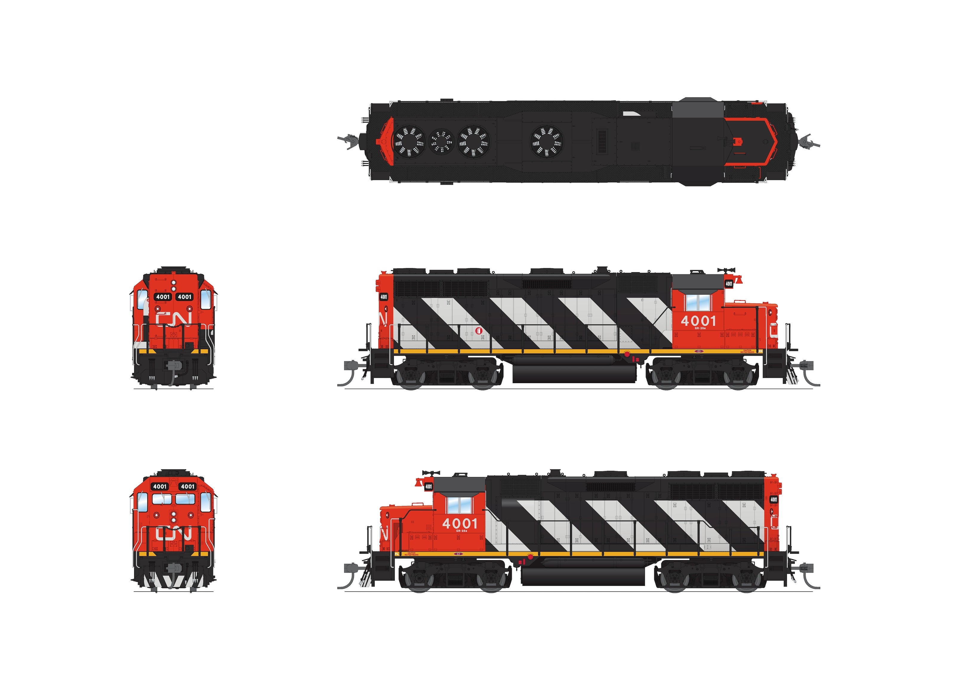 8920 EMD GP35, CN 9301, Zebra Stripes, Paragon4 Sound/DC/DCC, HO