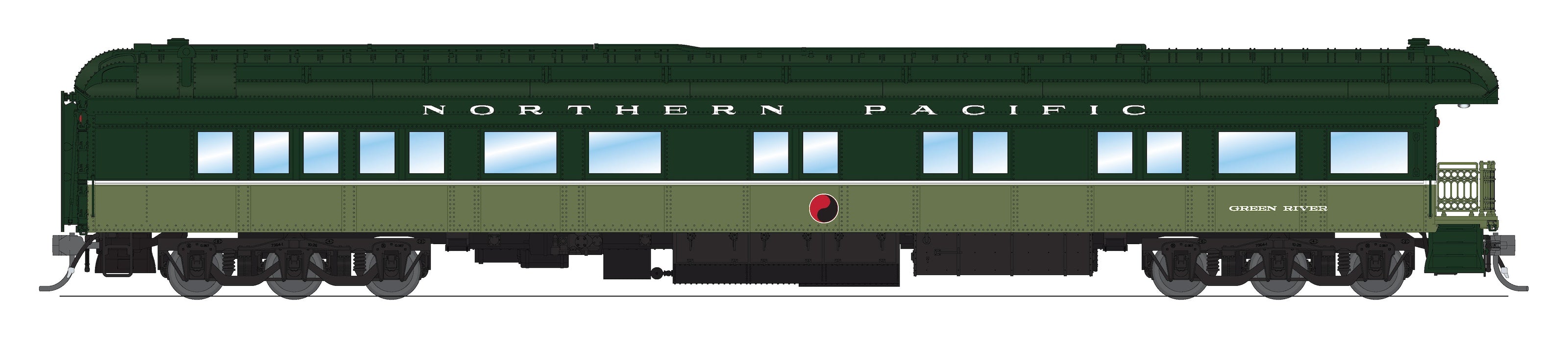 (5) Athearn HO Northern Pacific Fluted Side Passenger Cars Vista shops Dome, Obs, etc