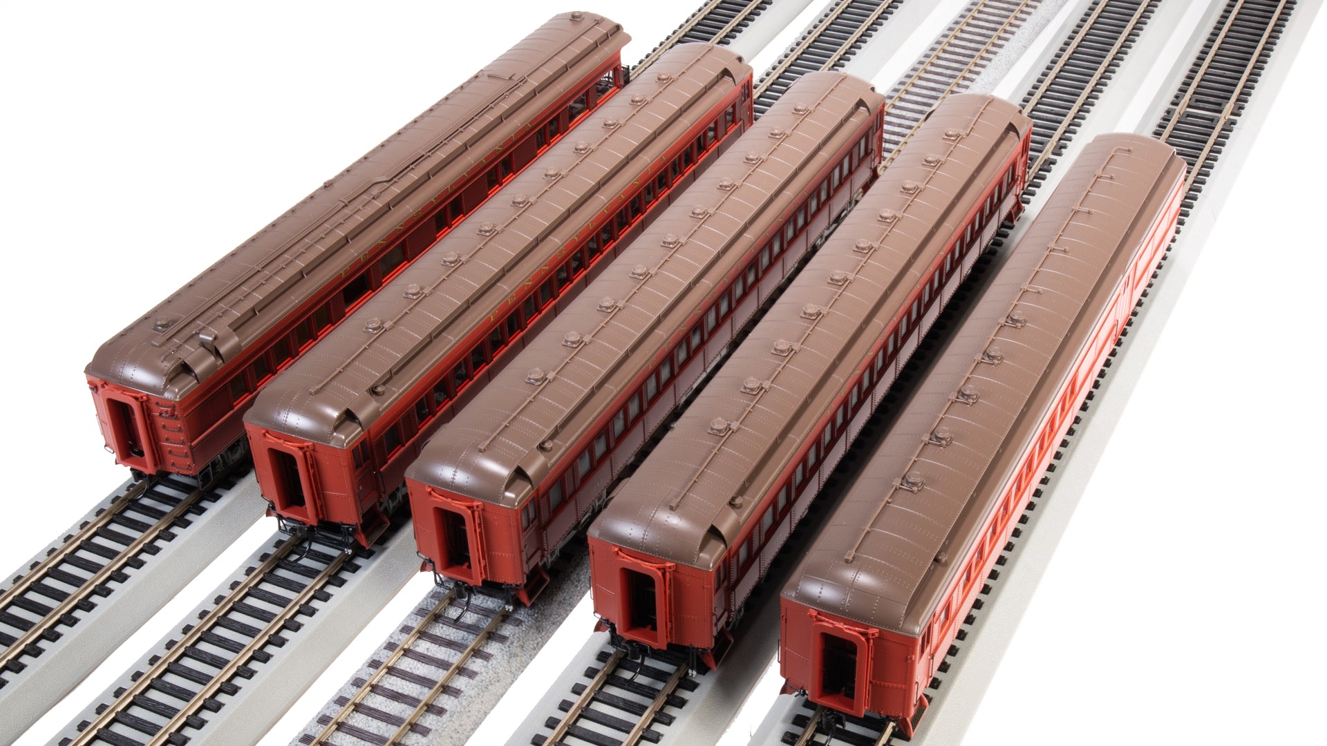 8964 PRR Heavyweight 5-Car Passenger Set, 1930's Era, HO (PB70 #5034, P70 #823, P70 #989, P70 #1042, Z74d #120 "Pennsylvania")