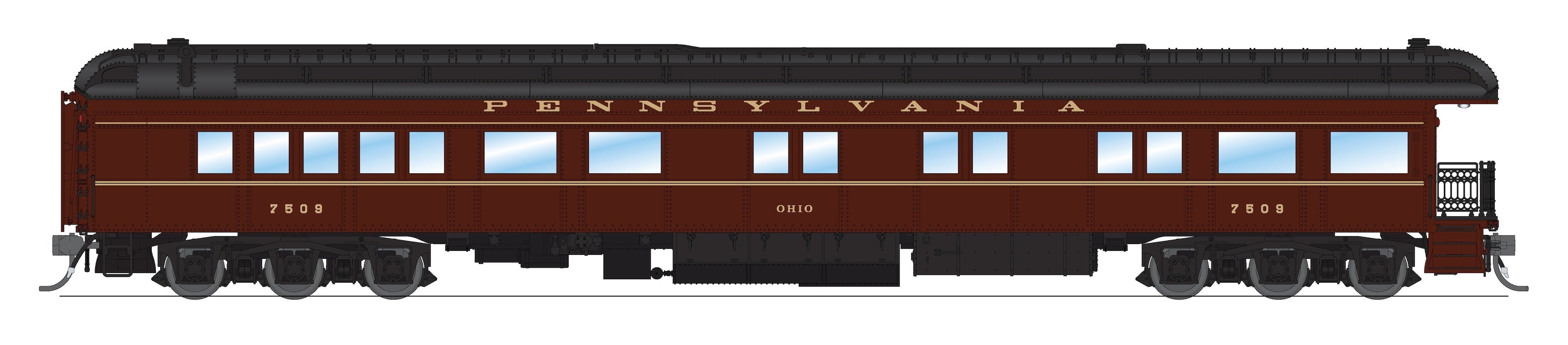 8974 Z74D Business Car, PRR 7509, "Ohio", 1950's Appearance, HO Scale