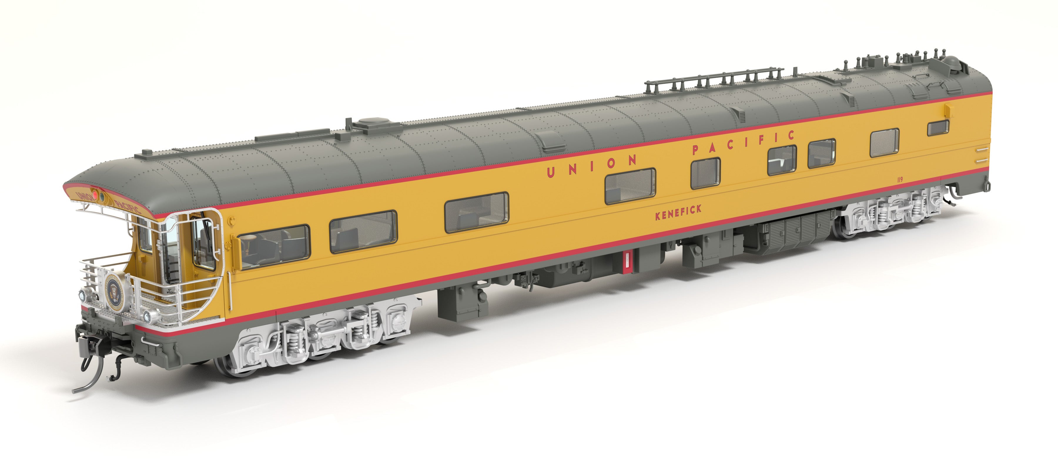 9014 Union Pacific Business Car, UP #119 "Kenefick", "George Bush Funeral Train" Drumhead, HO Scale