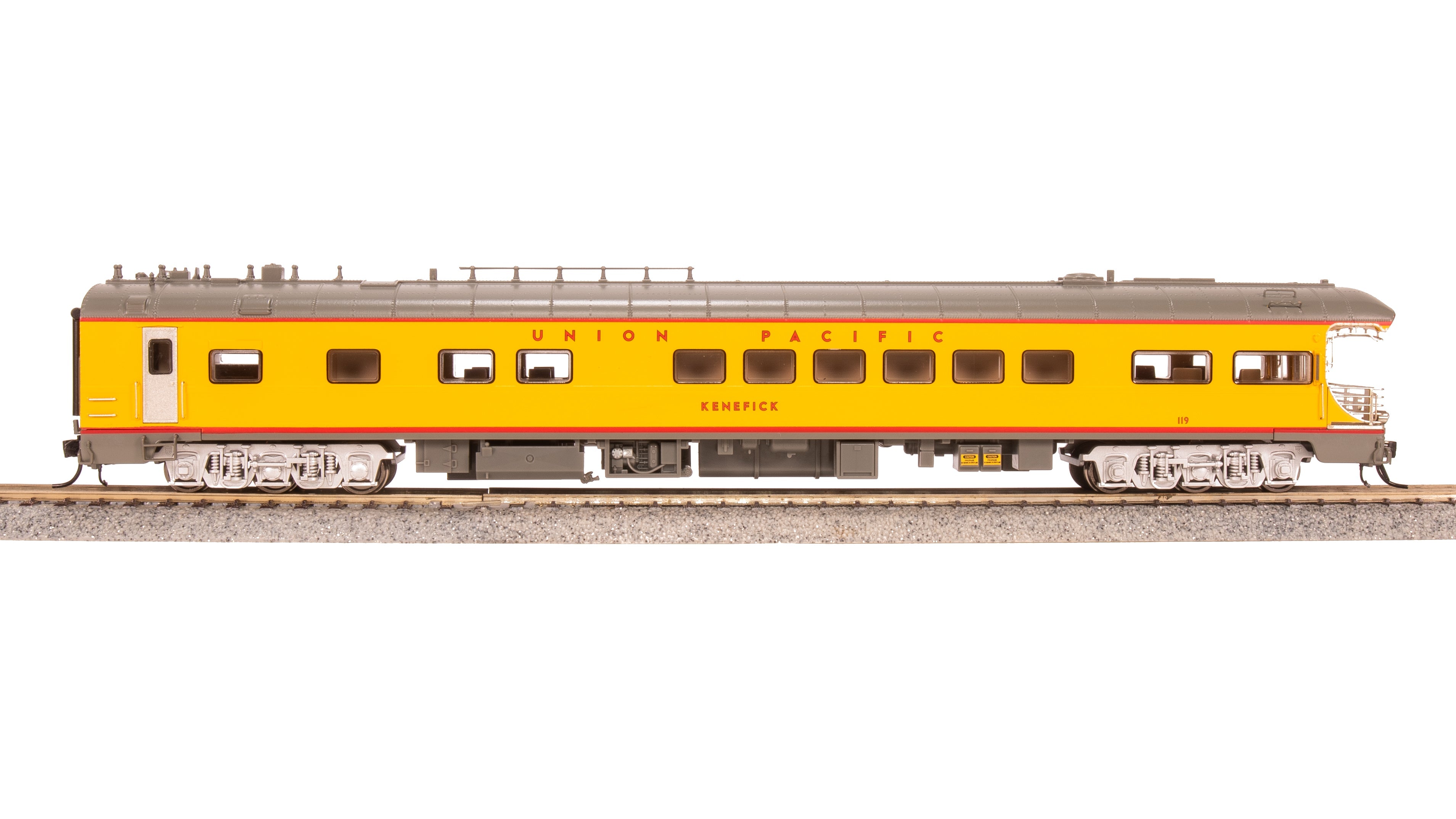 REFURBISHED R9015 Union Pacific Business Car, UP #119 "Kenefick", "Spirit of the Union Pacific" Drumhead, HO Scale