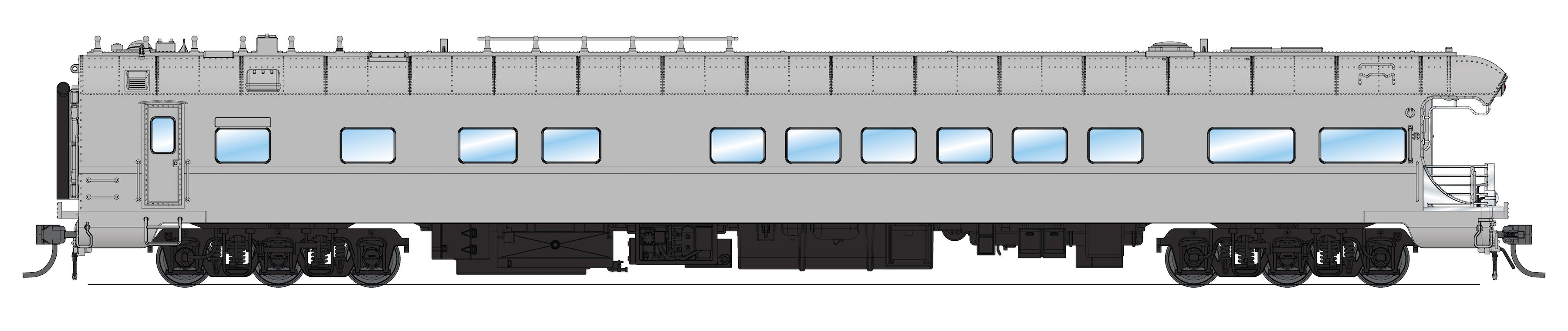 9016 Union Pacific Business Car, Painted Primer Gray w/ Black Trucks, HO Scale
