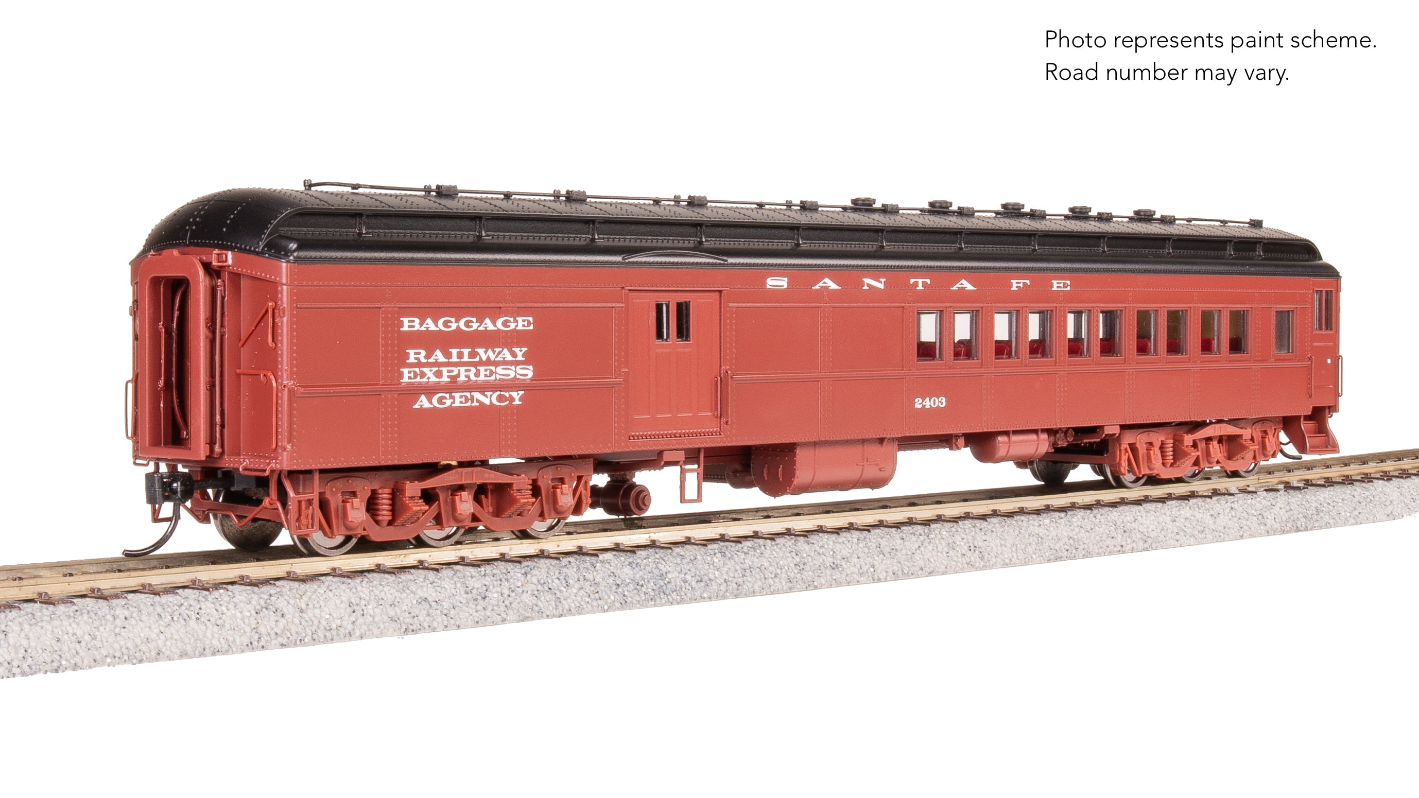 9110 ATSF Coach-Baggage Combine, #2403, Mineral Red w/ White, HO Scale