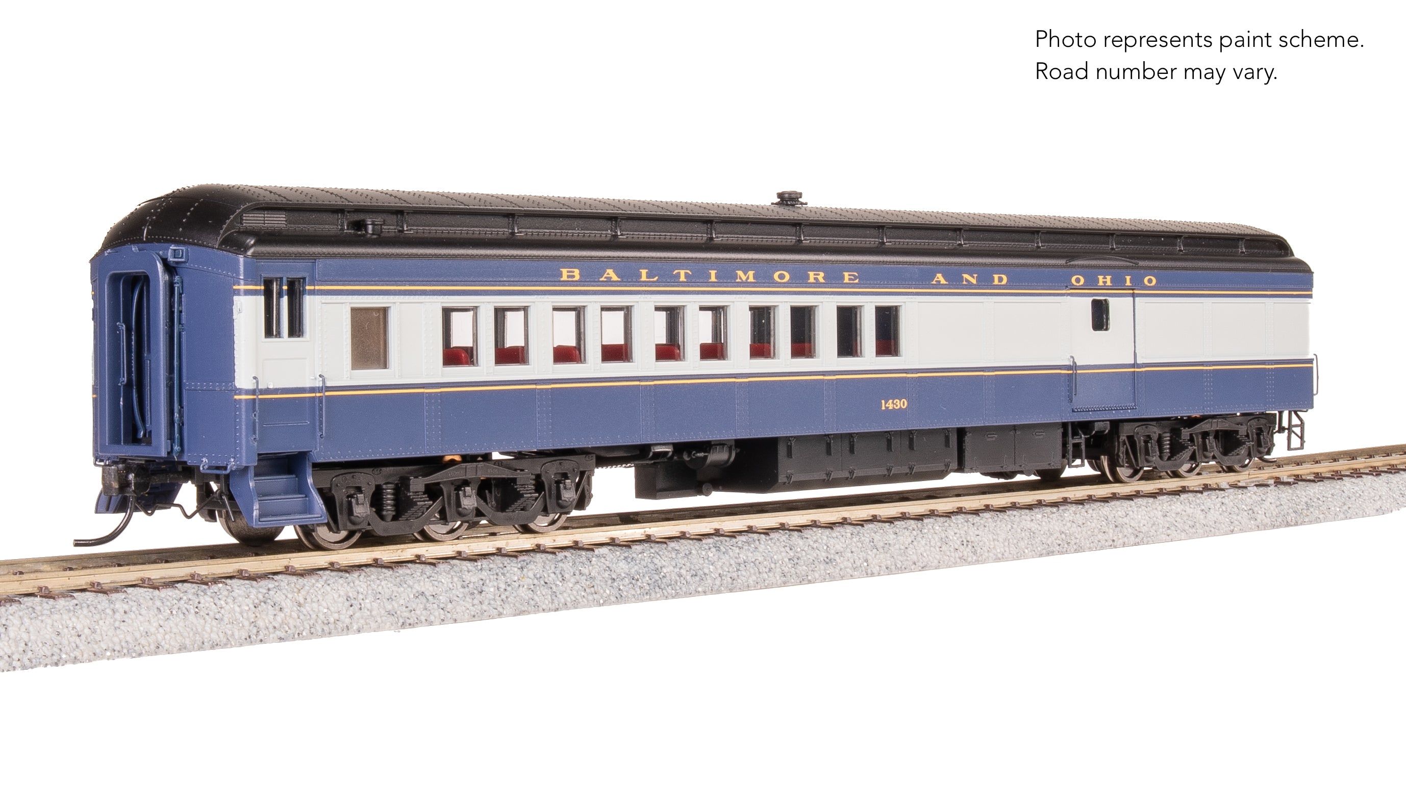 9112 B&O Coach-Baggage Combine, #1430, Blue/Gray/Imitation Gold, HO Scale
