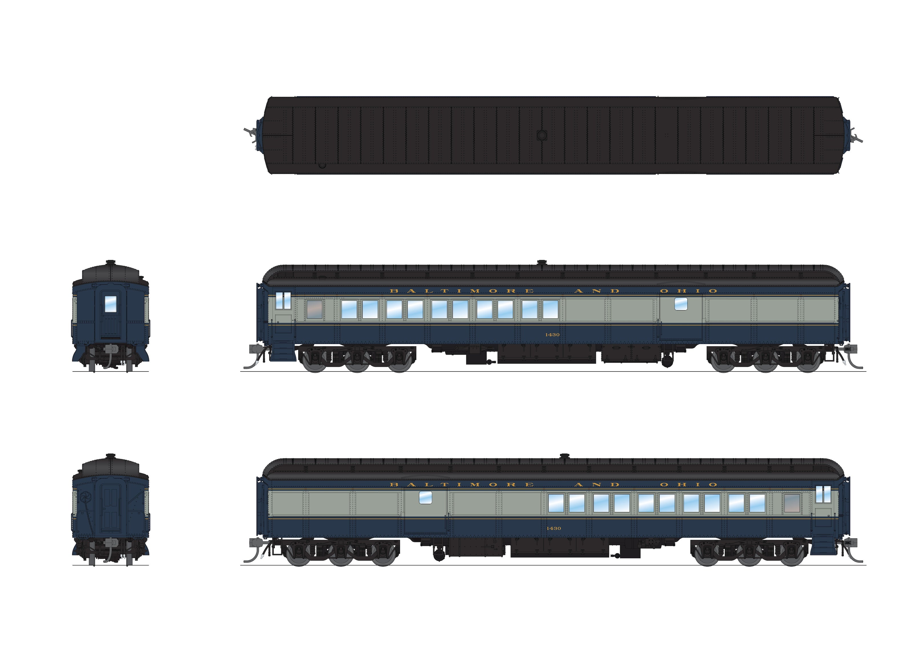 HO Brass 85' B&O Baggage hot Car