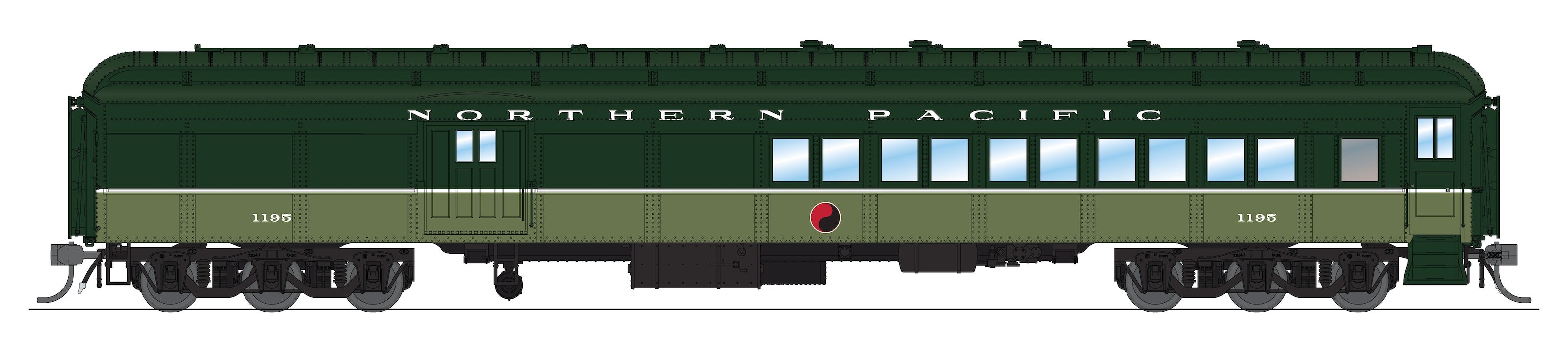 9102 NP Heavyweight 5-Car Passenger Set, Loewy Two-Tone Green, (#1195, #1352, #1357, #1364, "Green River"), HO Scale