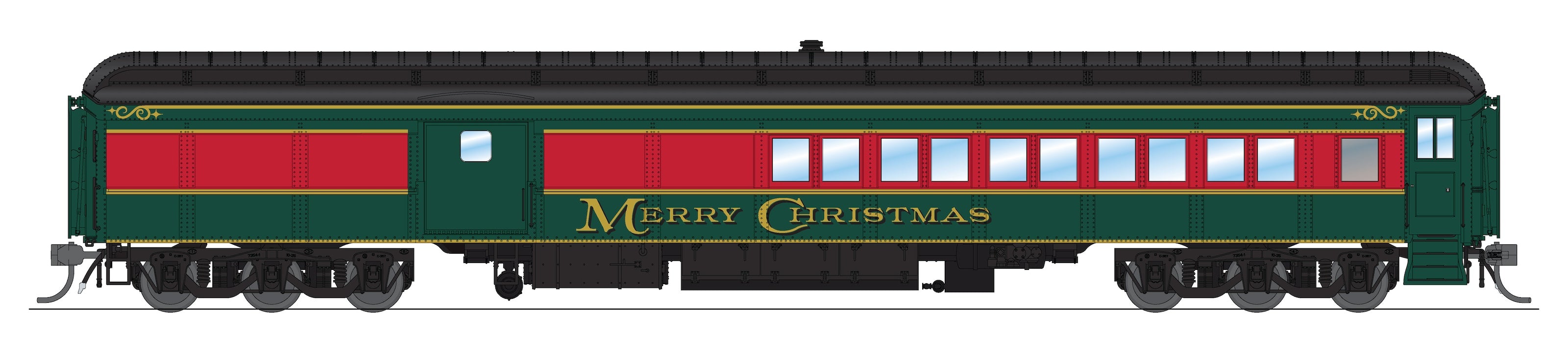 9103 Heavyweight 5-Car Passenger Set, Christmas Paint Scheme, HO Scale