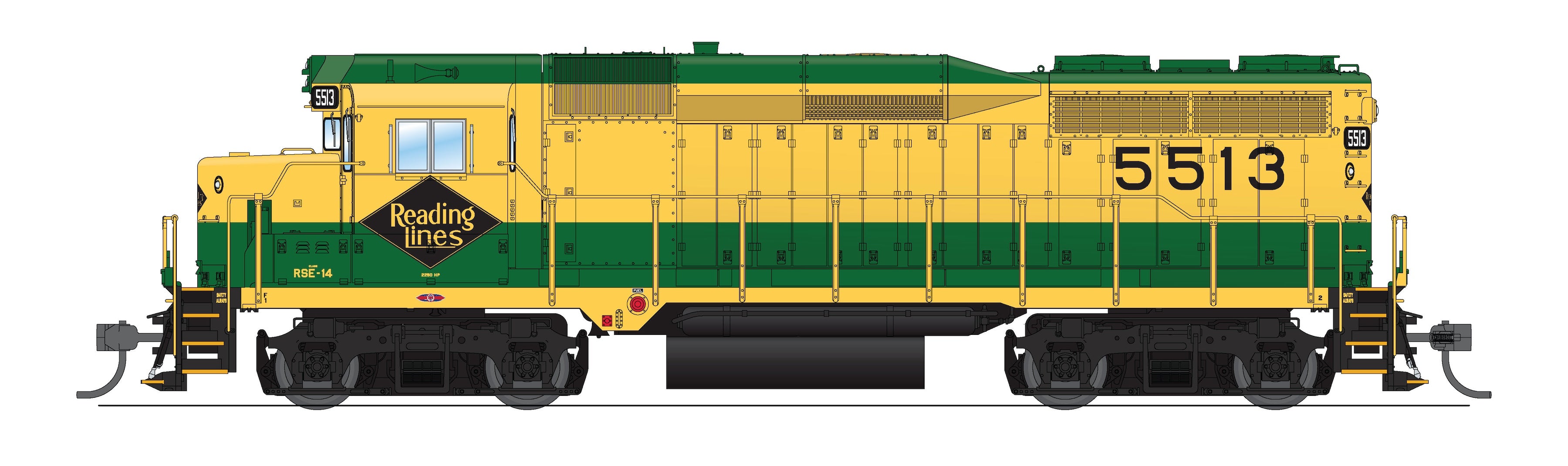 9155 EMD GP30, RDG 5513, Green & Yellow, Paragon4 Sound/DC/DCC, HO