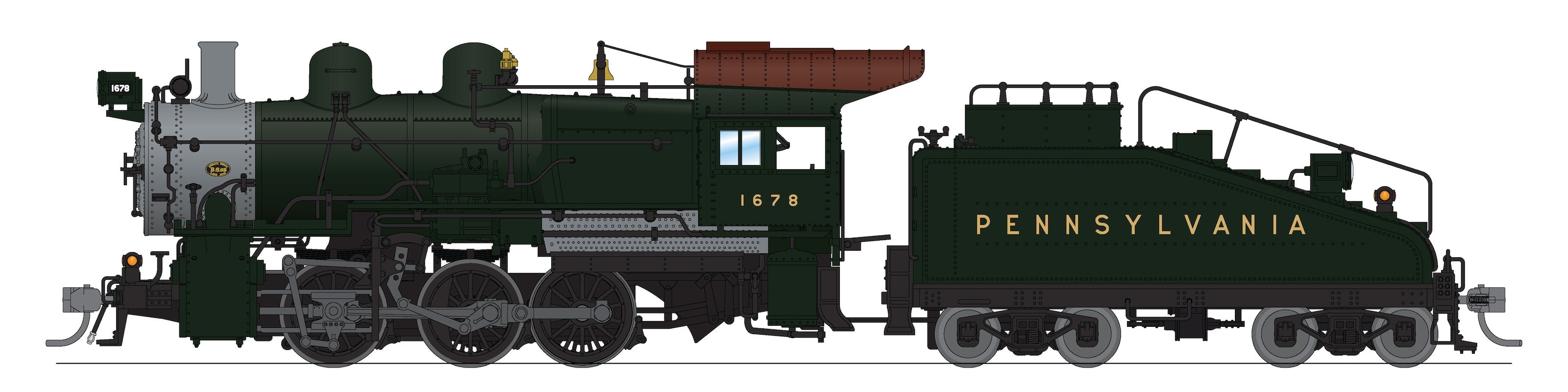 9175 PRR B6sb 0-6-0, #1678, Futura Lettering, 60S66A Tender, Paragon4 Sound/DC/DCC, Smoke HO