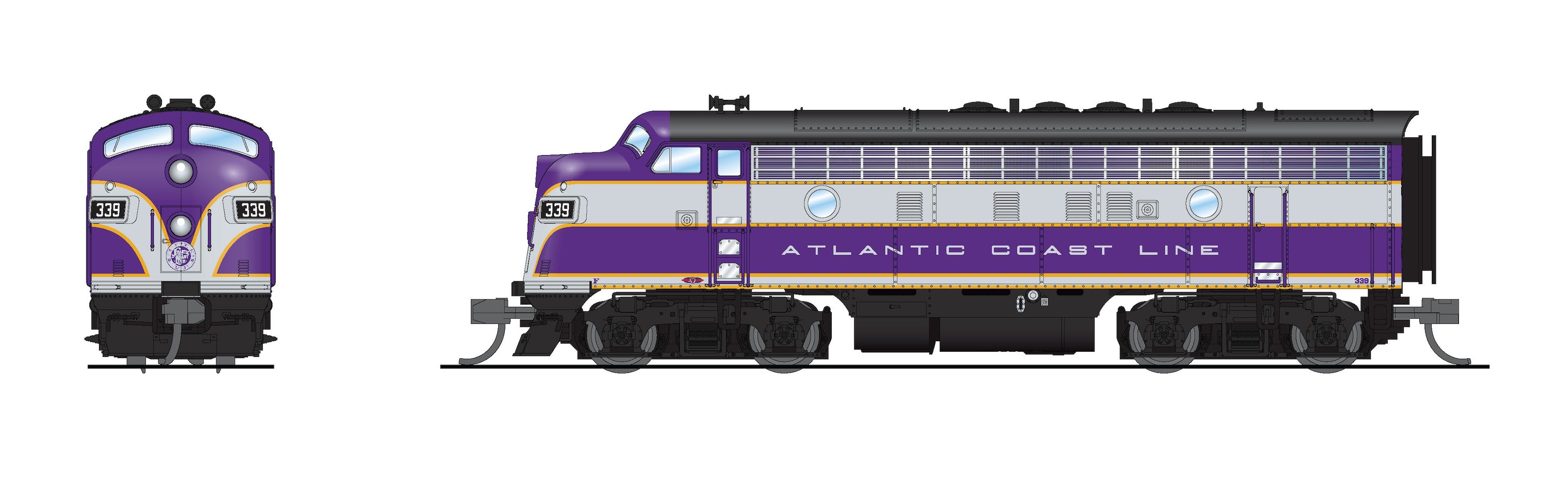 9200 EMD F3 A/B, ACL 339/339B, Purple & Silver, A-unit Paragon4 Sound/DC/DCC, Unpowered B, N