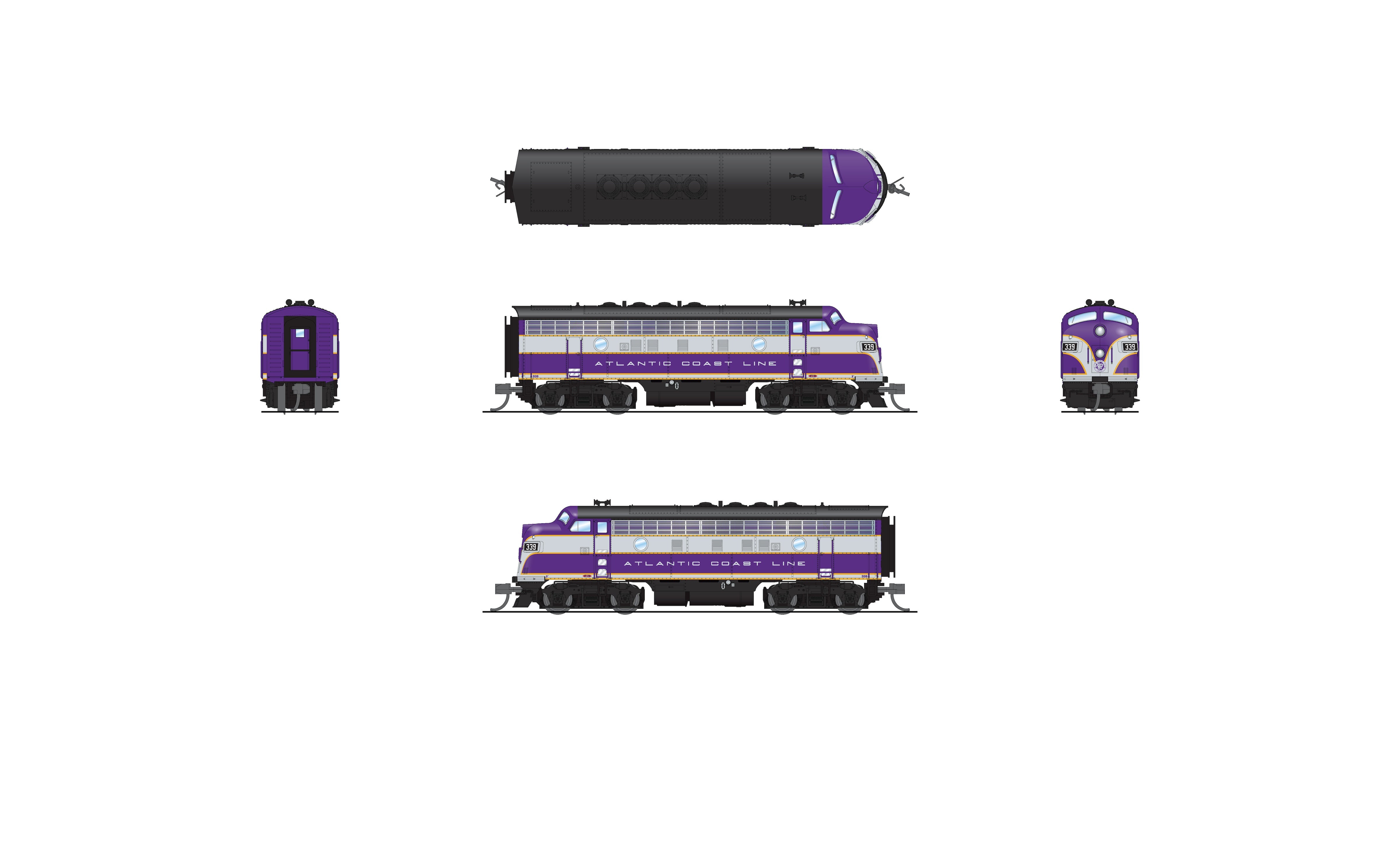 9200 EMD F3 A/B, ACL 339/339B, Purple & Silver, A-unit Paragon4 Sound/DC/DCC, Unpowered B, N