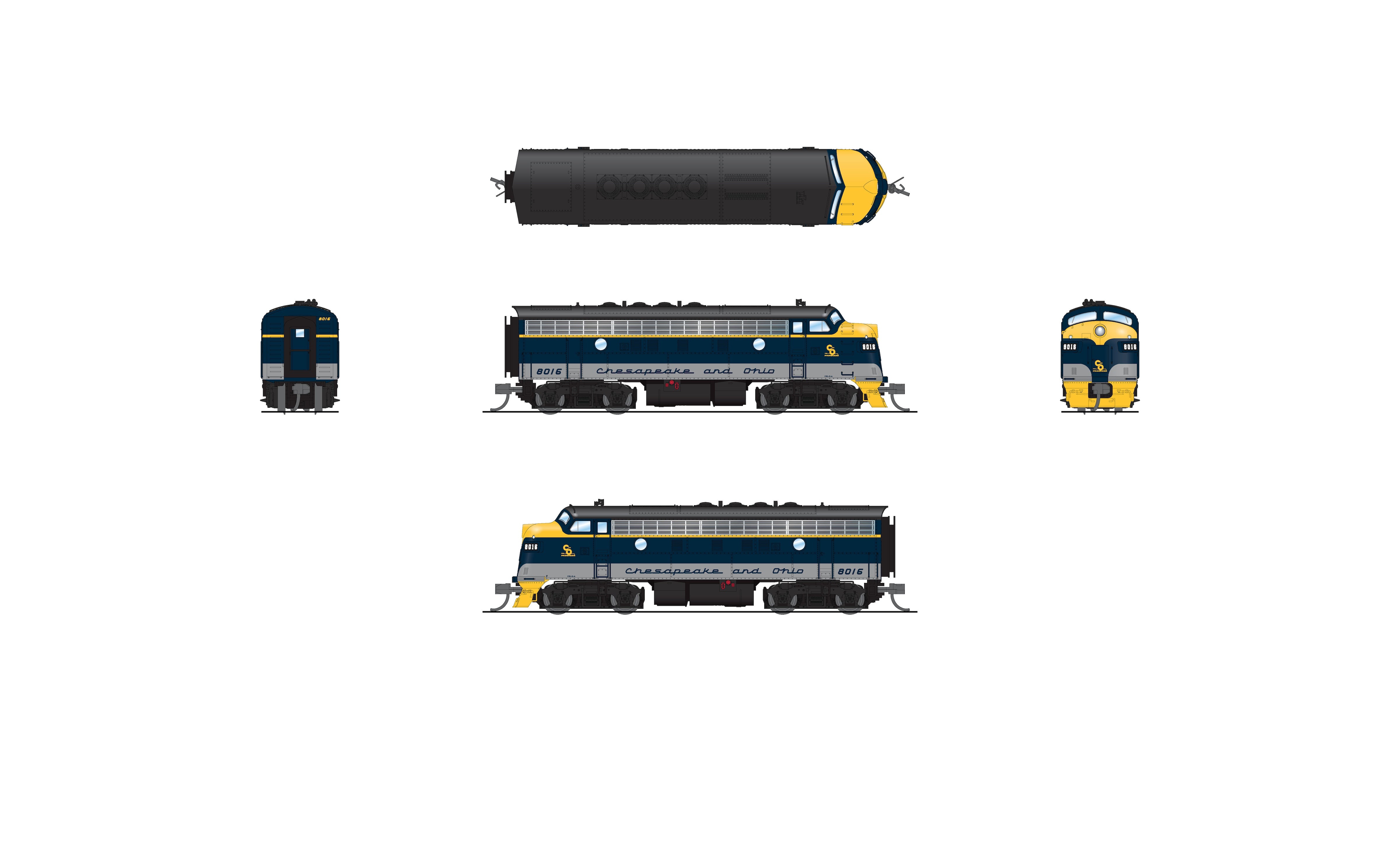 9203 EMD F3A, C&O 8016, Restored Blue/Gray/Yellow for SBVR, Paragon4 Sound/DC/DCC, N