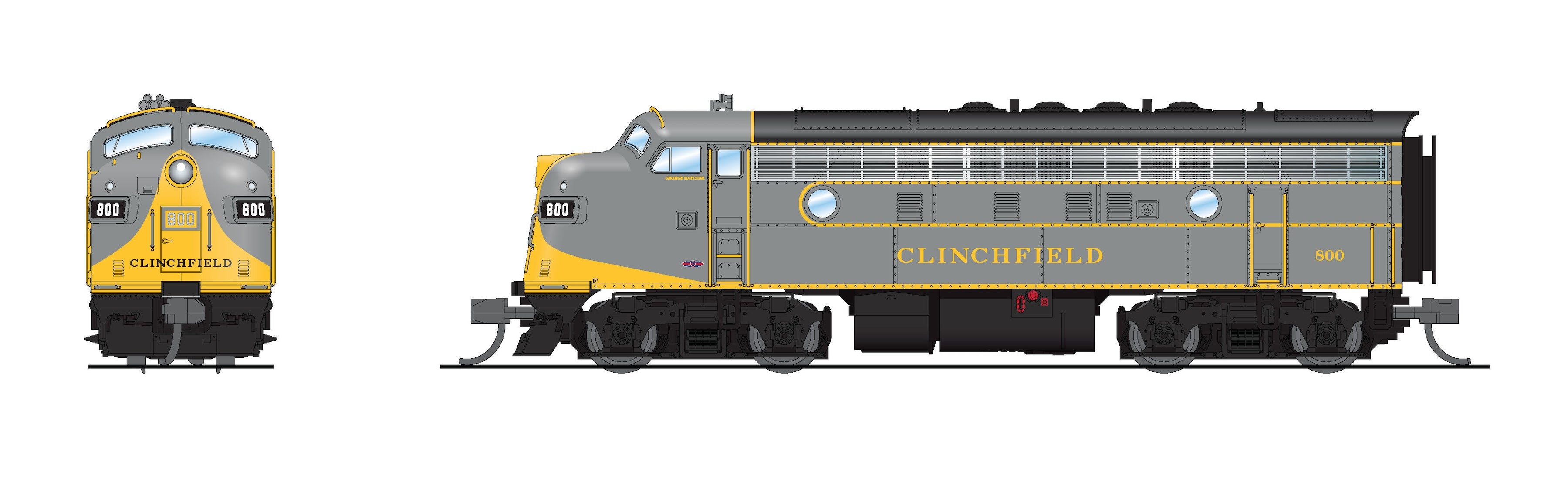 9223 EMD F3A, CRR 800, Restored Gray & Yellow, No-Sound / DCC-Ready, N