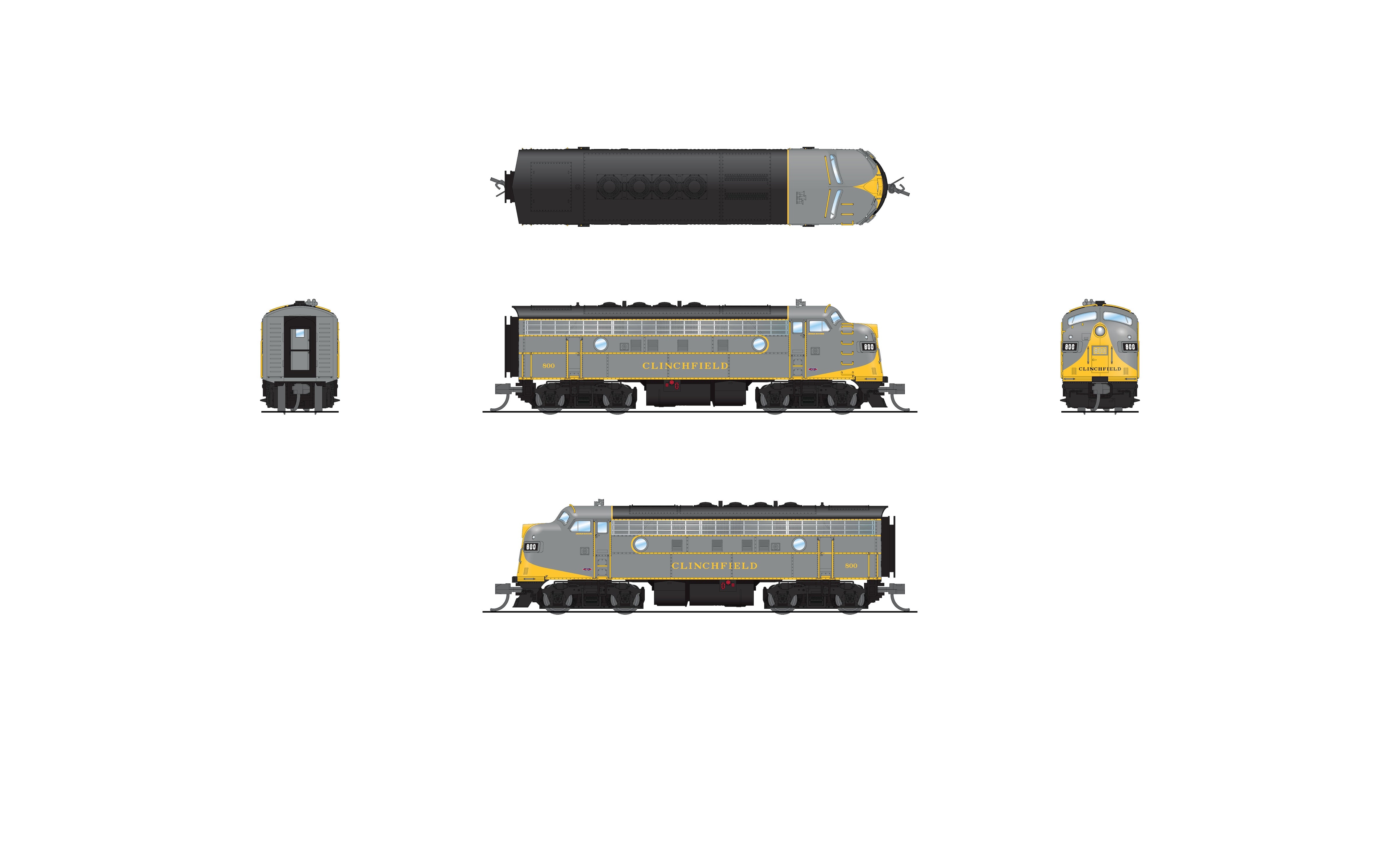 9223 EMD F3A, CRR 800, Restored Gray & Yellow, No-Sound / DCC-Ready, N