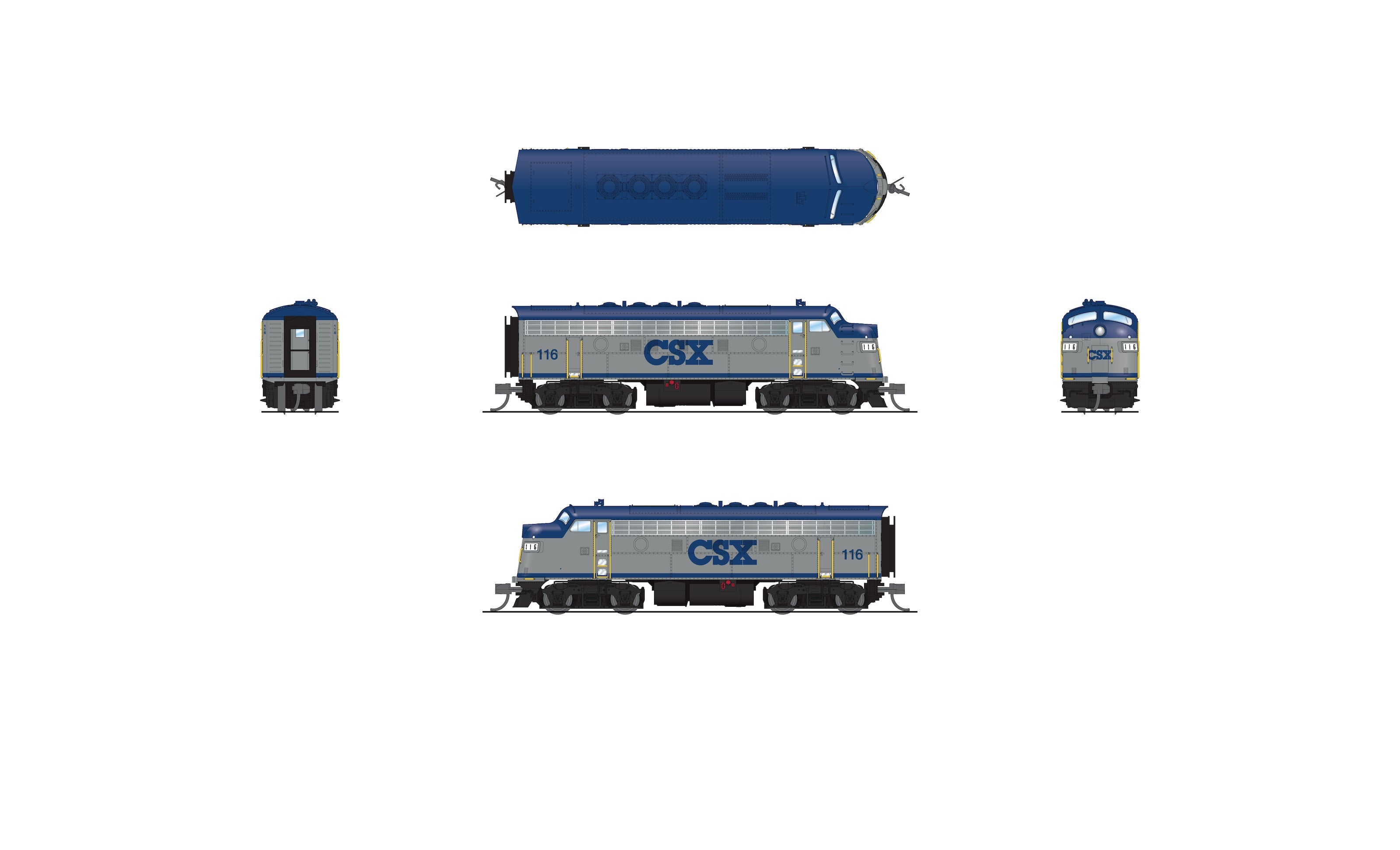 9264 EMD F7A, CSX 116, Blue & Light Gray, Paragon4 Sound/DC/DCC, N  (Hobbytyme Exclusive)