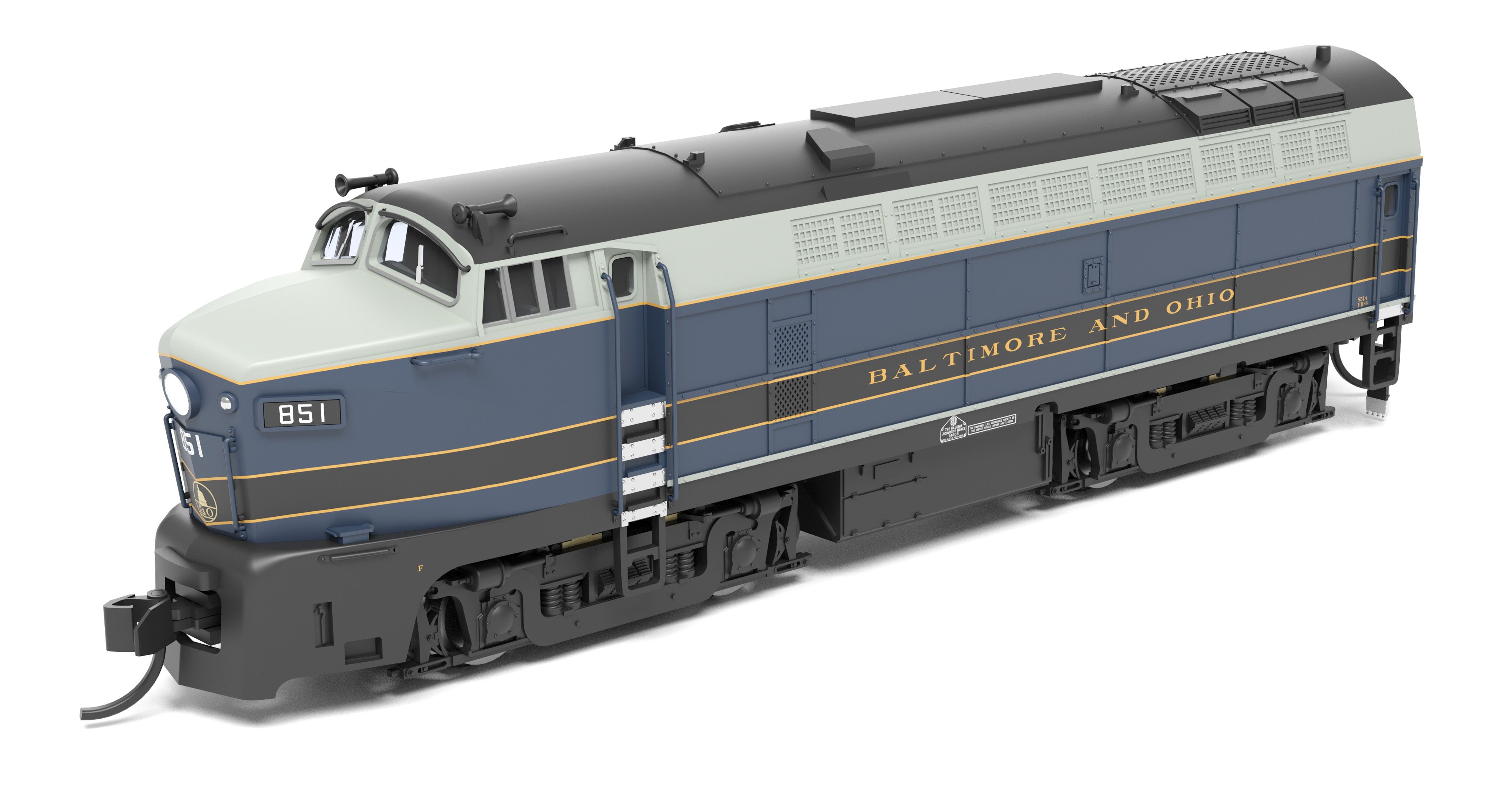 9627 B&O Sharknose, RF-16 A/B set, 851A/851X, As-Delivered, A-unit Paragon4 Sound/DC/DCC, Unpowered B, N