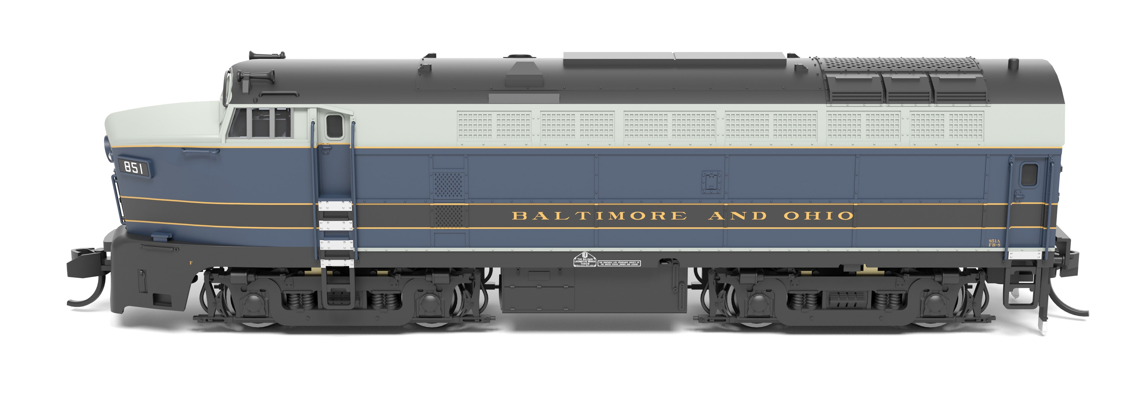 9627 B&O Sharknose, RF-16 A/B set, 851A/851X, As-Delivered, A-unit Paragon4 Sound/DC/DCC, Unpowered B, N