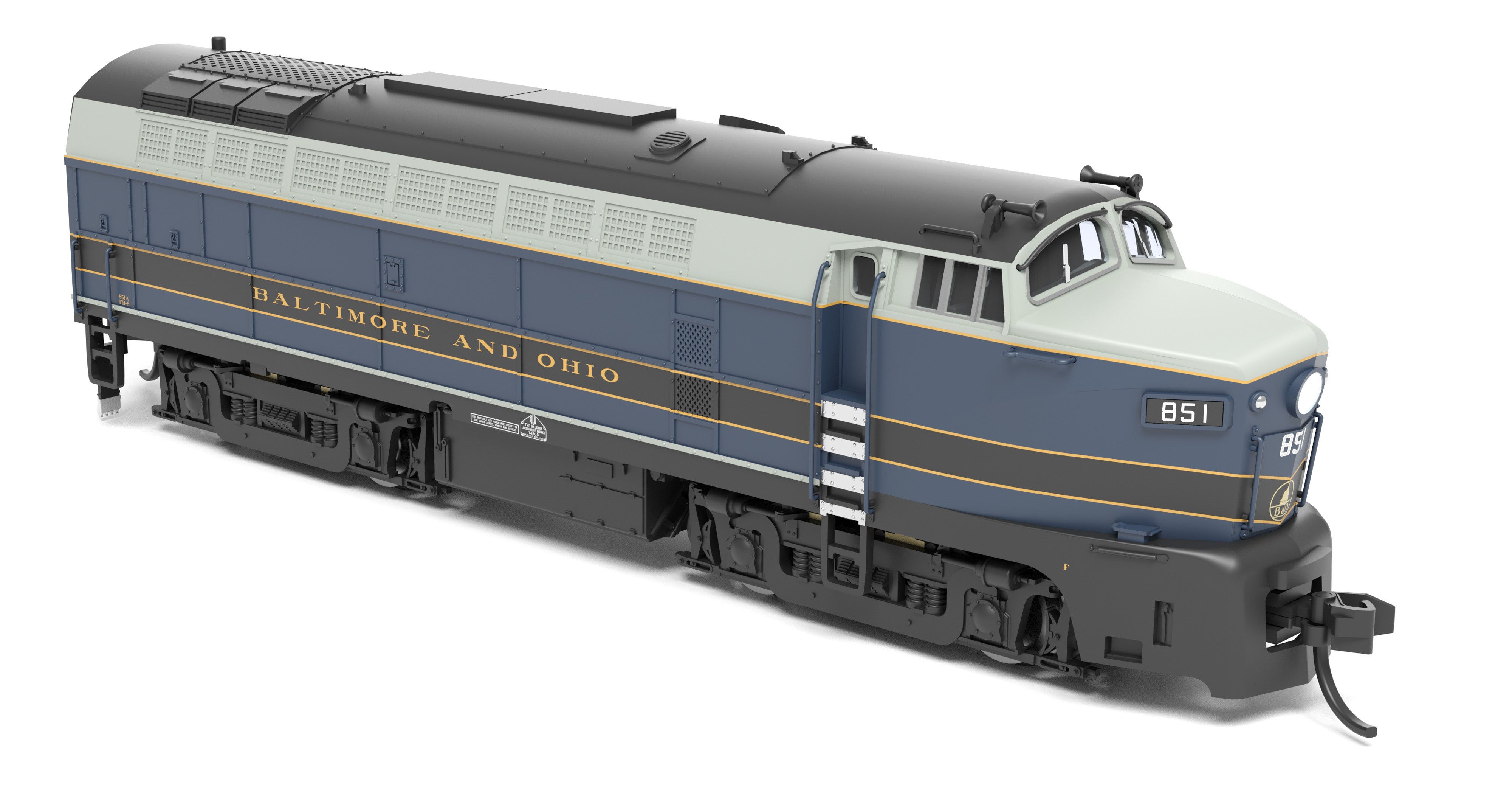 9627 B&O Sharknose, RF-16 A/B set, 851A/851X, As-Delivered, A-unit Paragon4 Sound/DC/DCC, Unpowered B, N