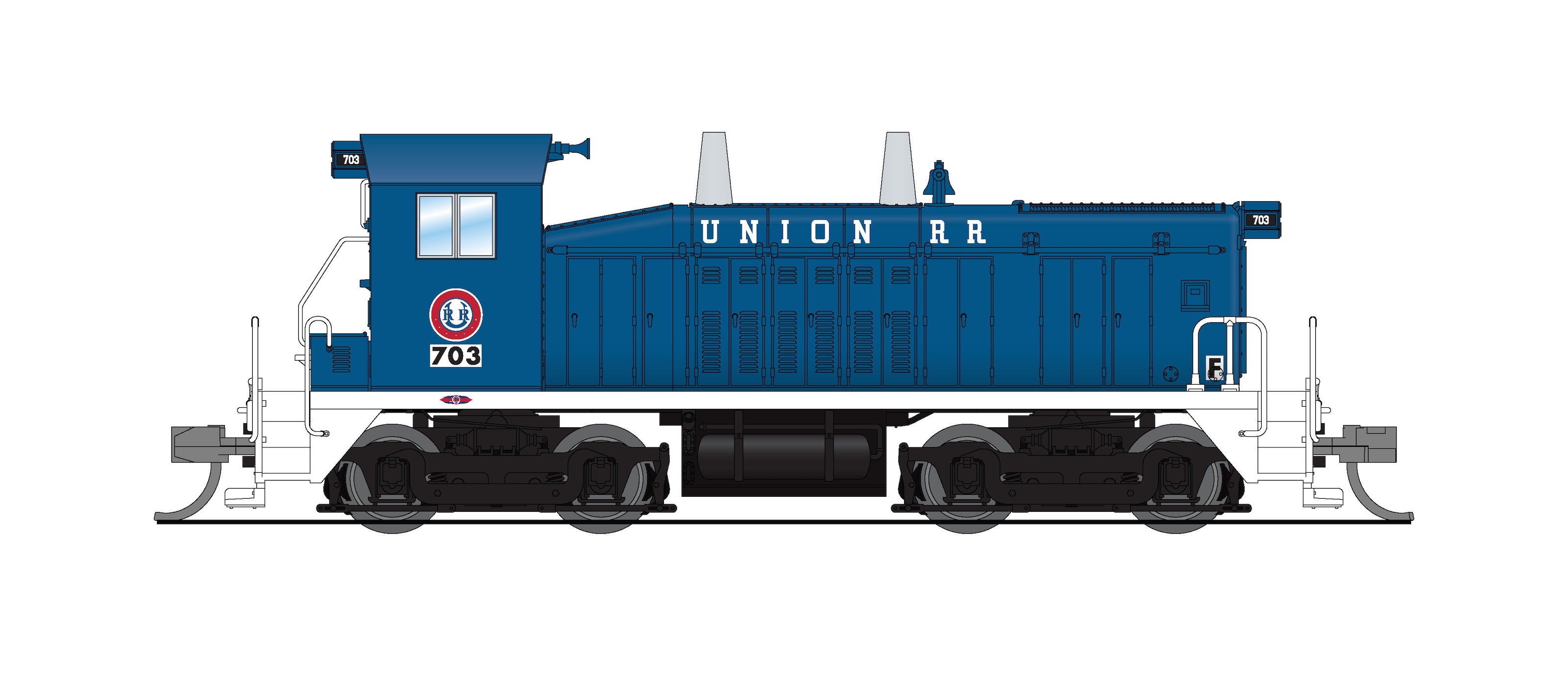 9393 EMD SW7 Switcher, Union RR 705, Blue & White, No-Sound / DCC-Ready, N